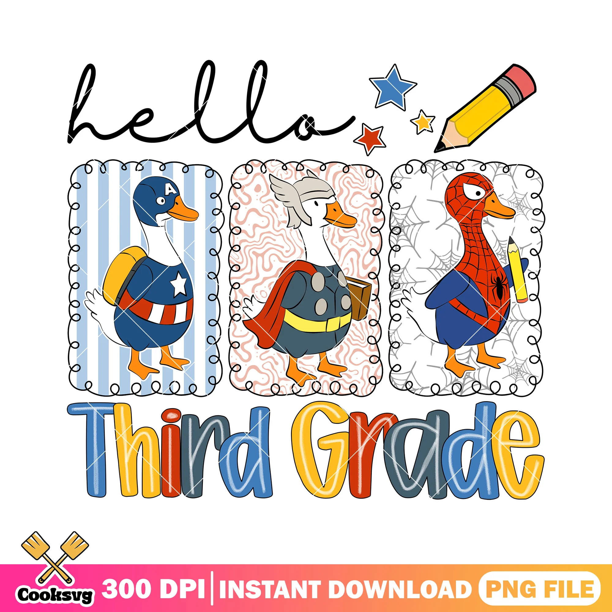 Ducks third grade png, white duck png, back to school day png