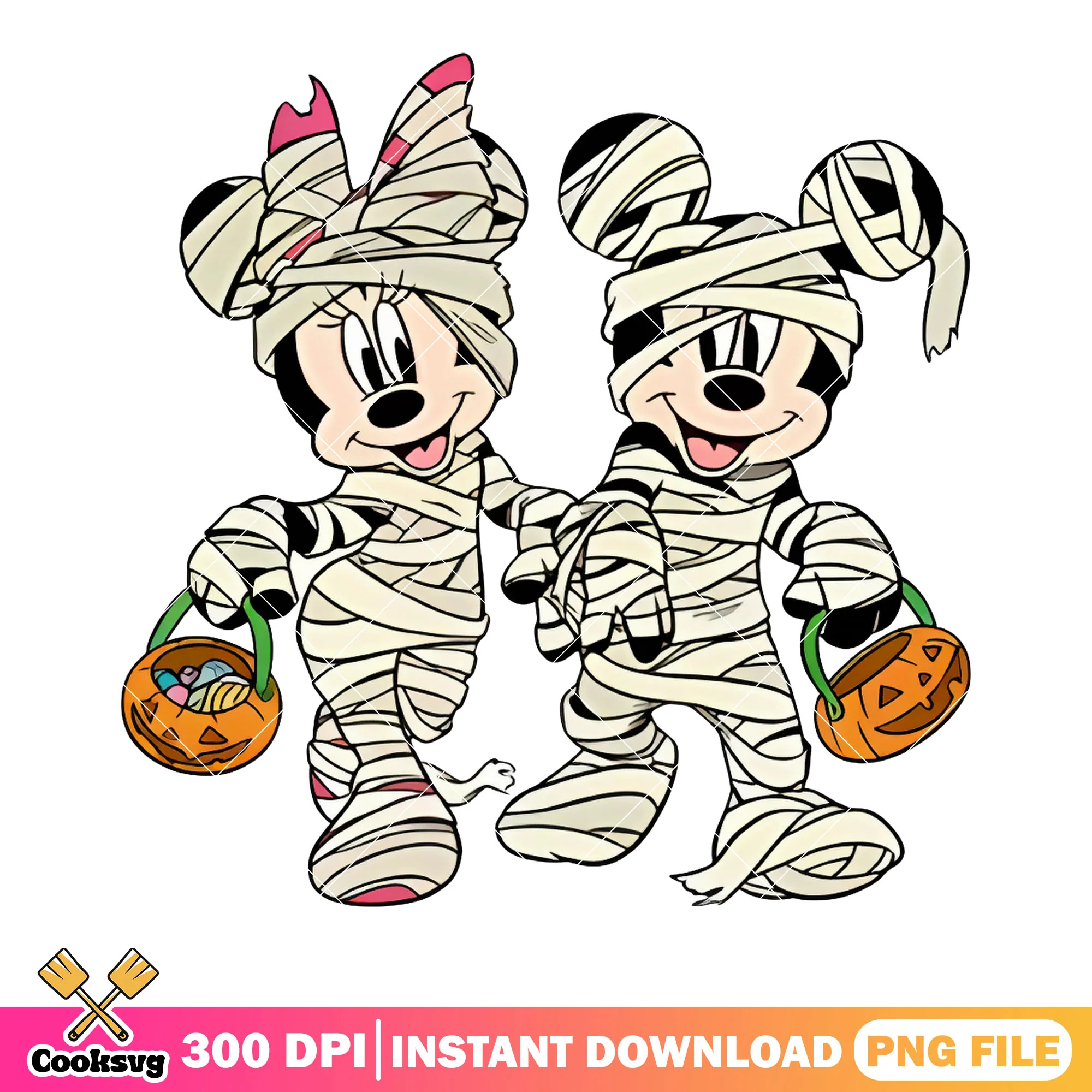 Duo mummy mouse costume png, mickey mouse png, disney halloween png