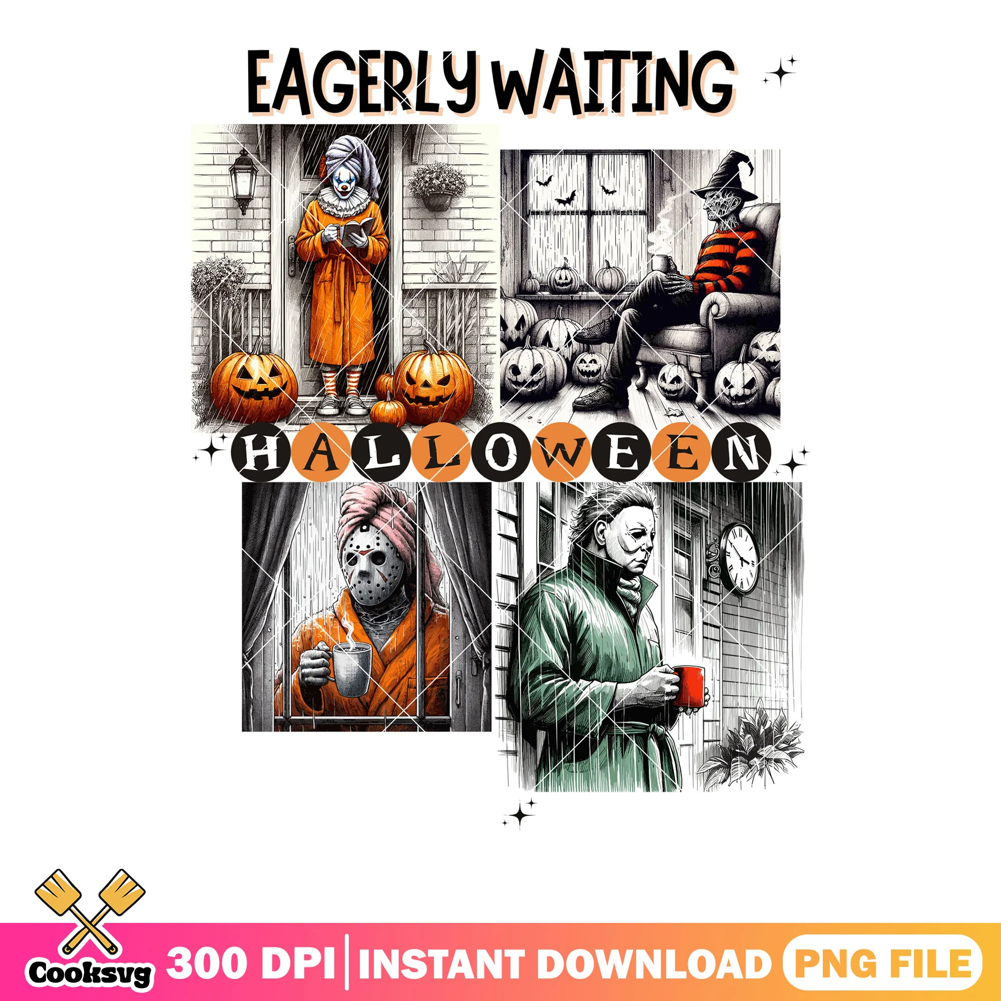 Eagerly waiting png, halloween scary png, micheal myers png