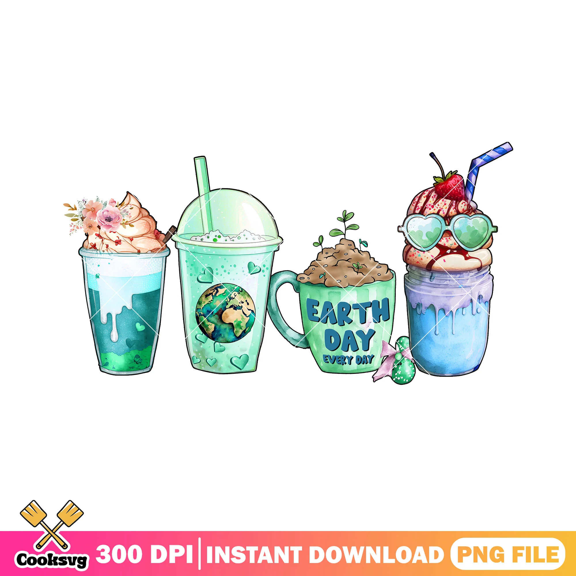 Earth day drinks design png, happy earth day png, coffee cup png
