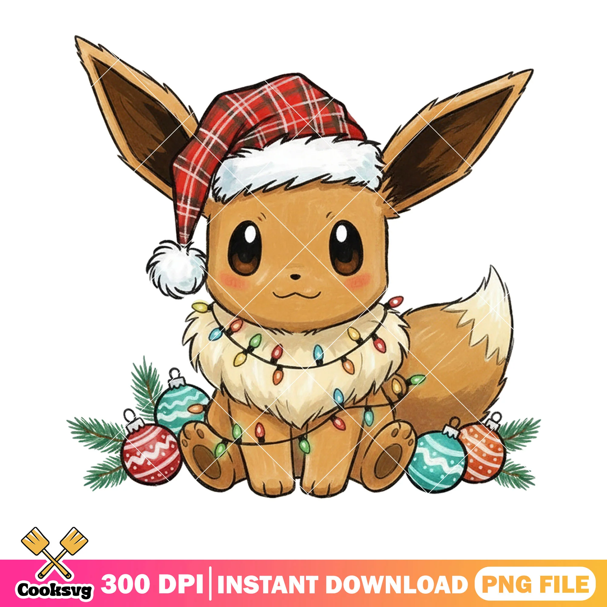 Eevee christmas sweater png, eevee christmas santa png, eevee png