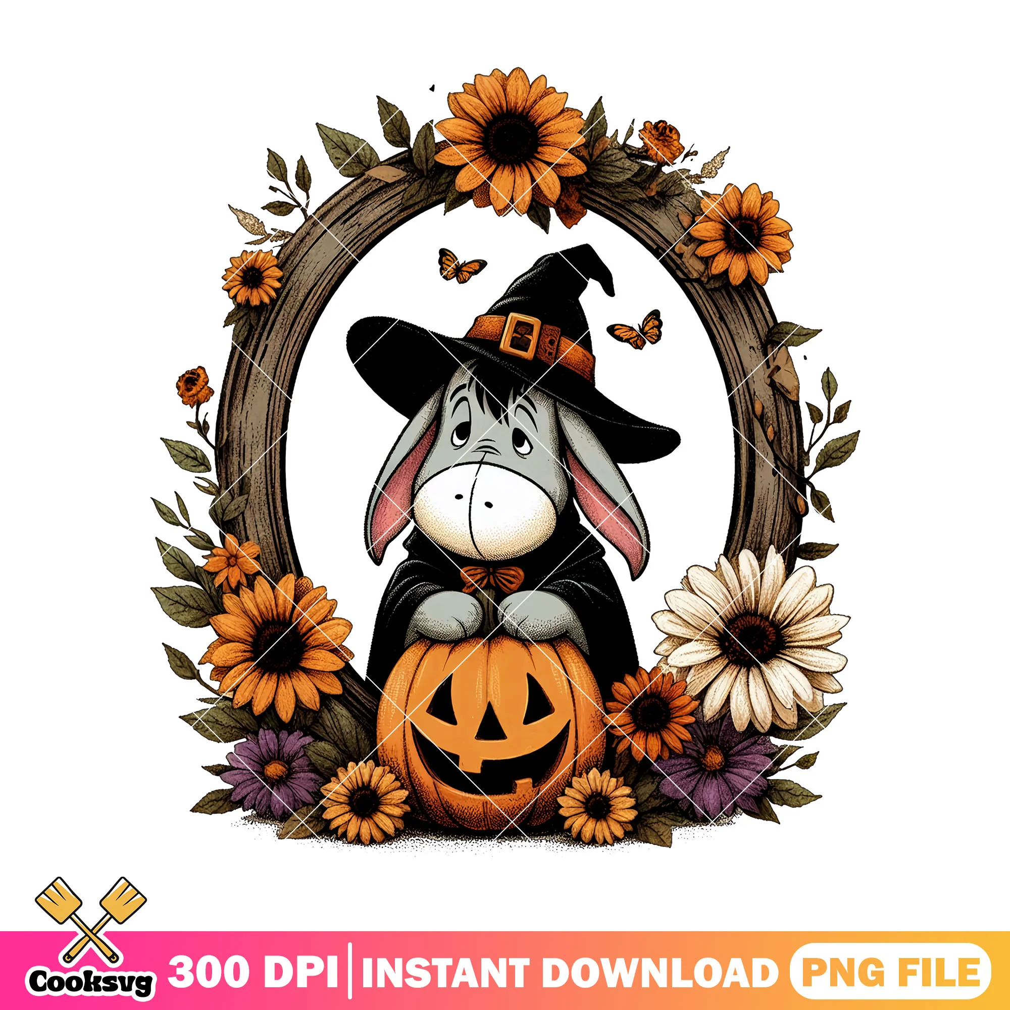 Eeyore in witch hat png, eeyore disney png, happy halloween png