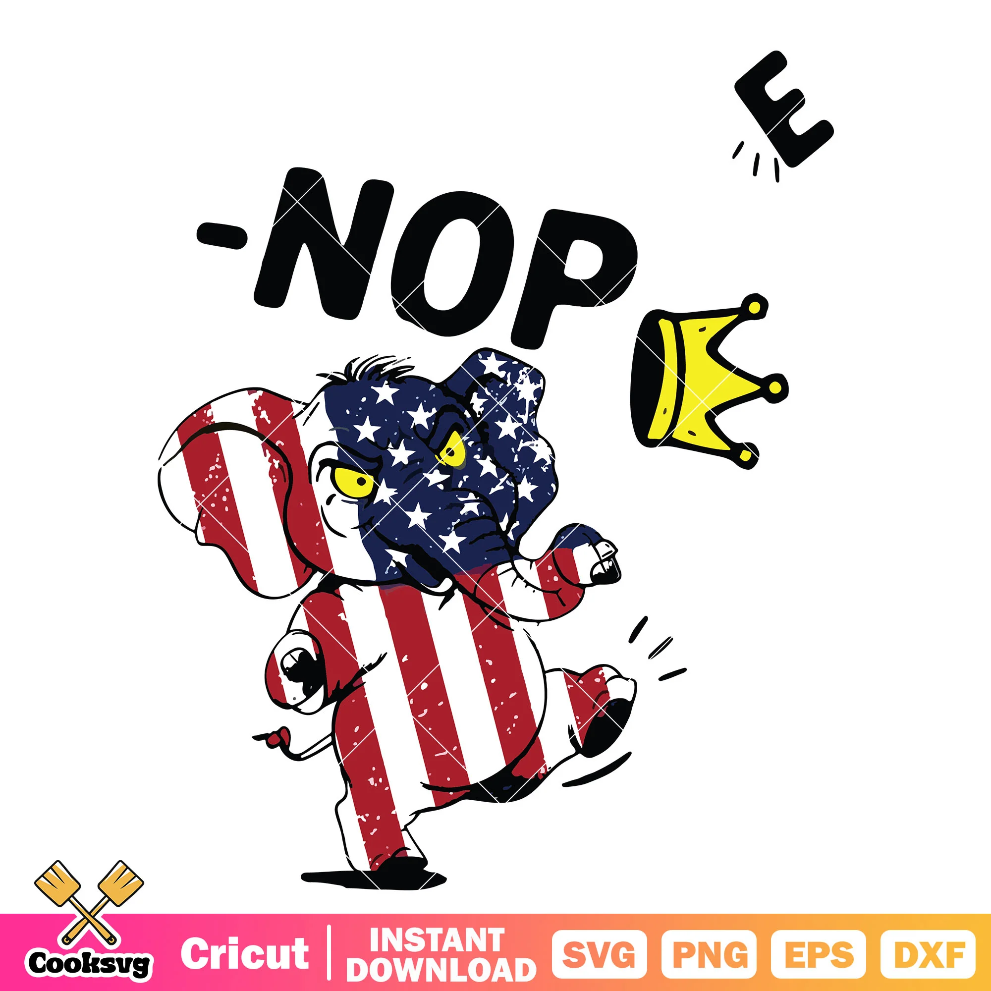 Elephant nope king america svg, no kings svg, no kings day svg