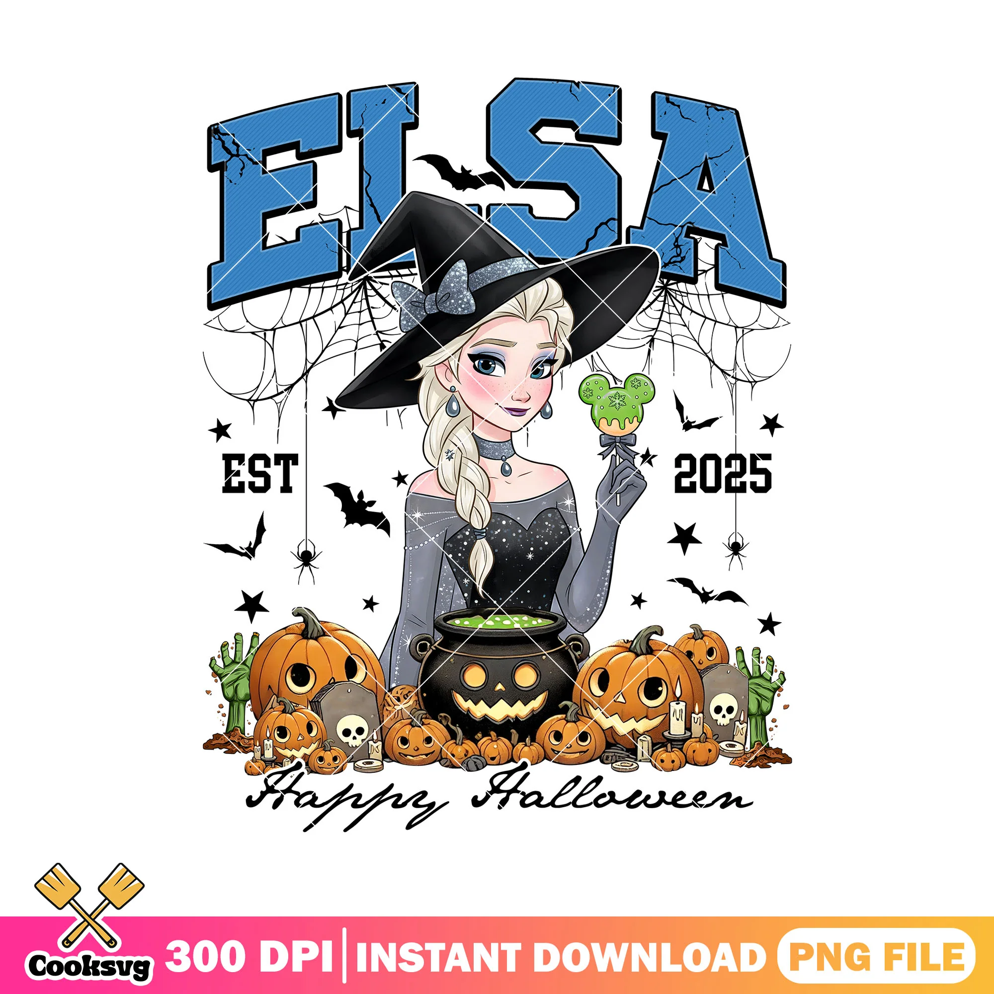 Elsa the witch design png, halloween disney png, horror elsa png