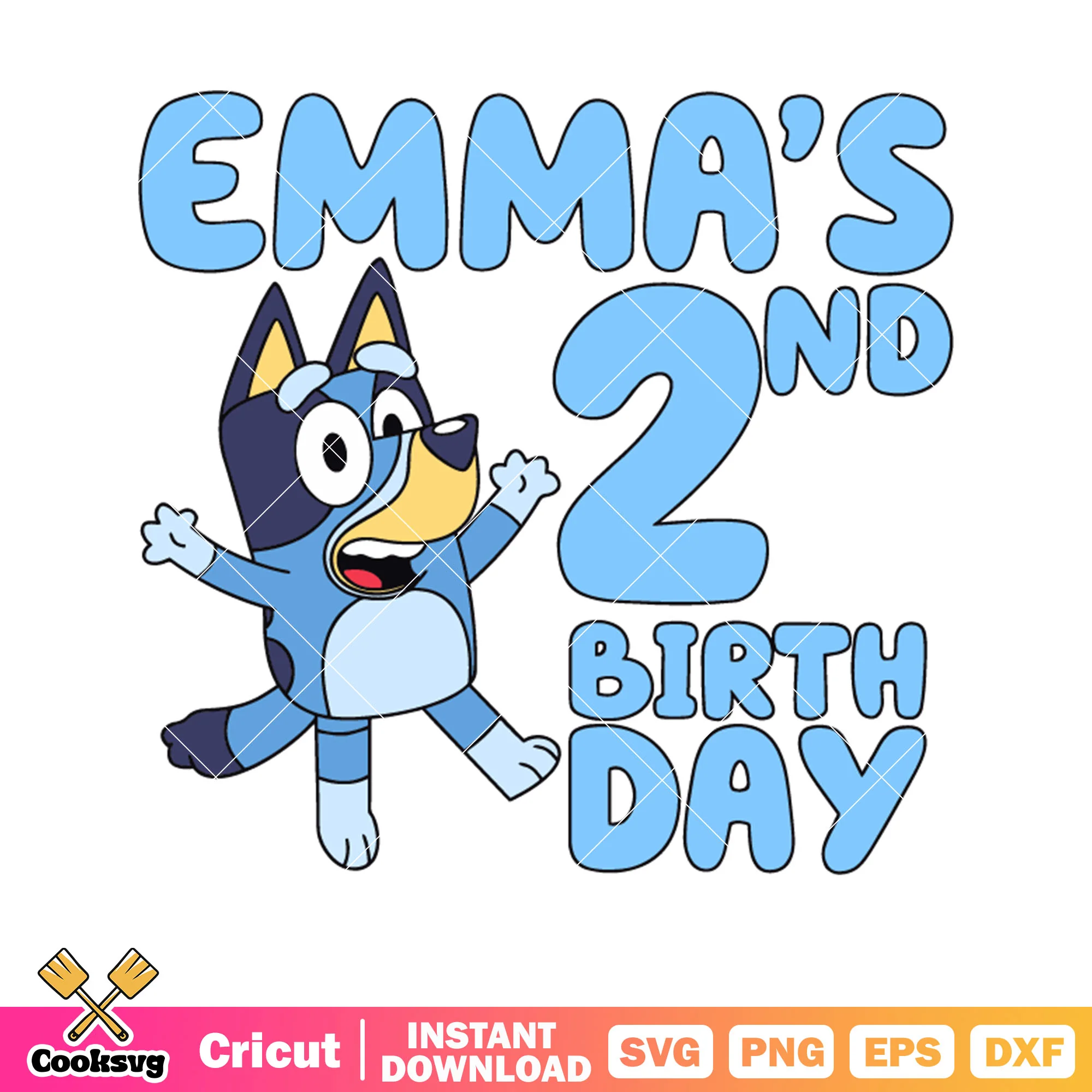 Emmas 2 birthday bluey bandit heeler svg, bluey funny svg, cartoon bluey svg