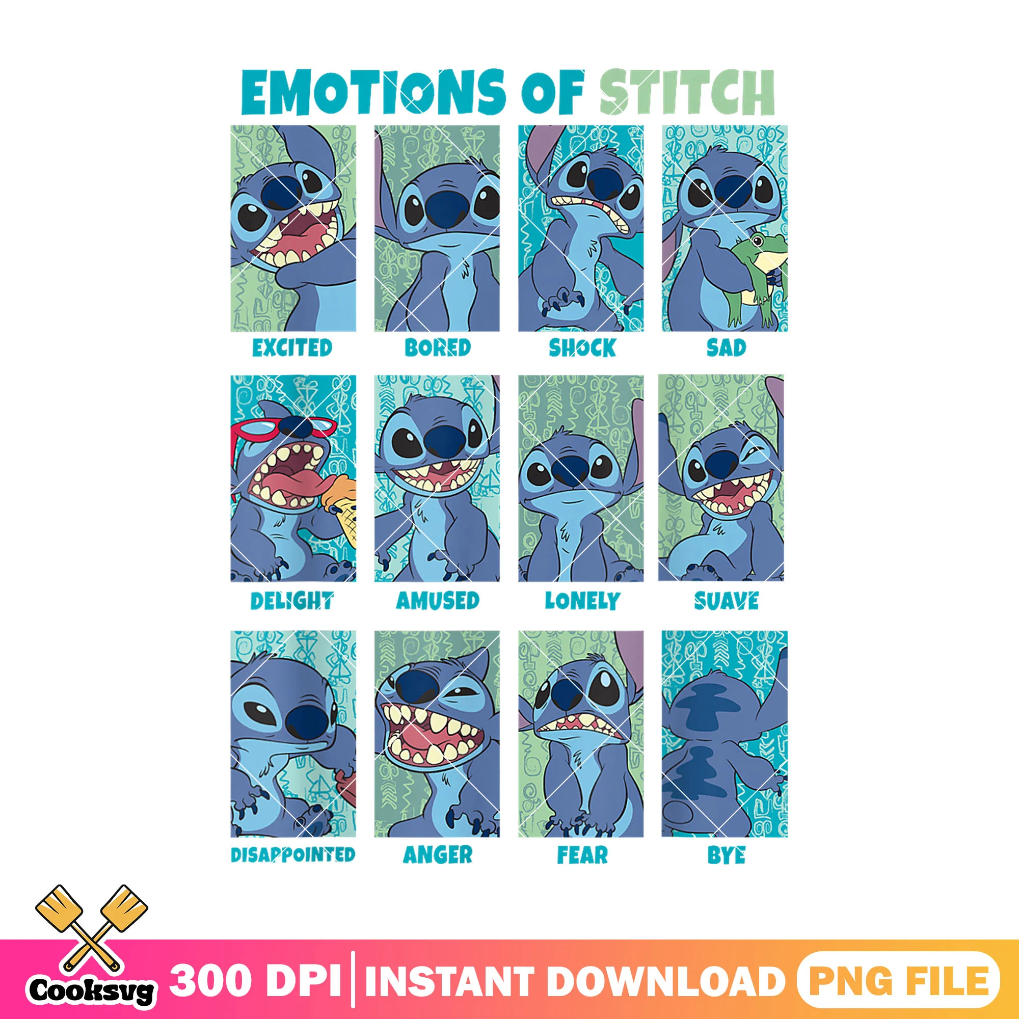 Emotions of stitch disney png, stitch emotion png, cute stitch png