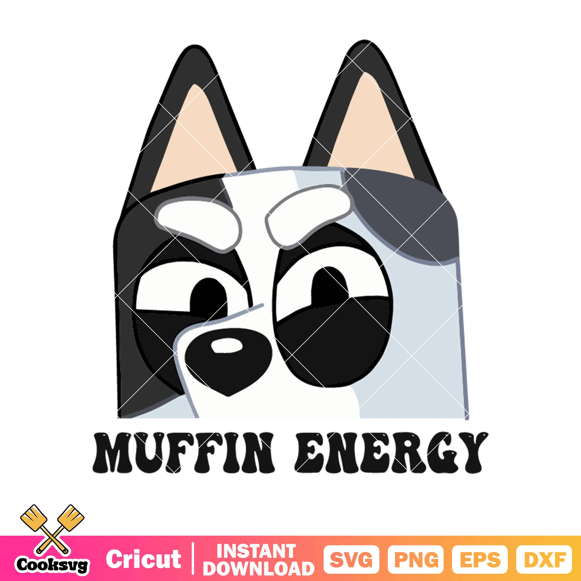 Energy head bluey muffin svg, cartoon bluey svg, bluey muffin figure svg