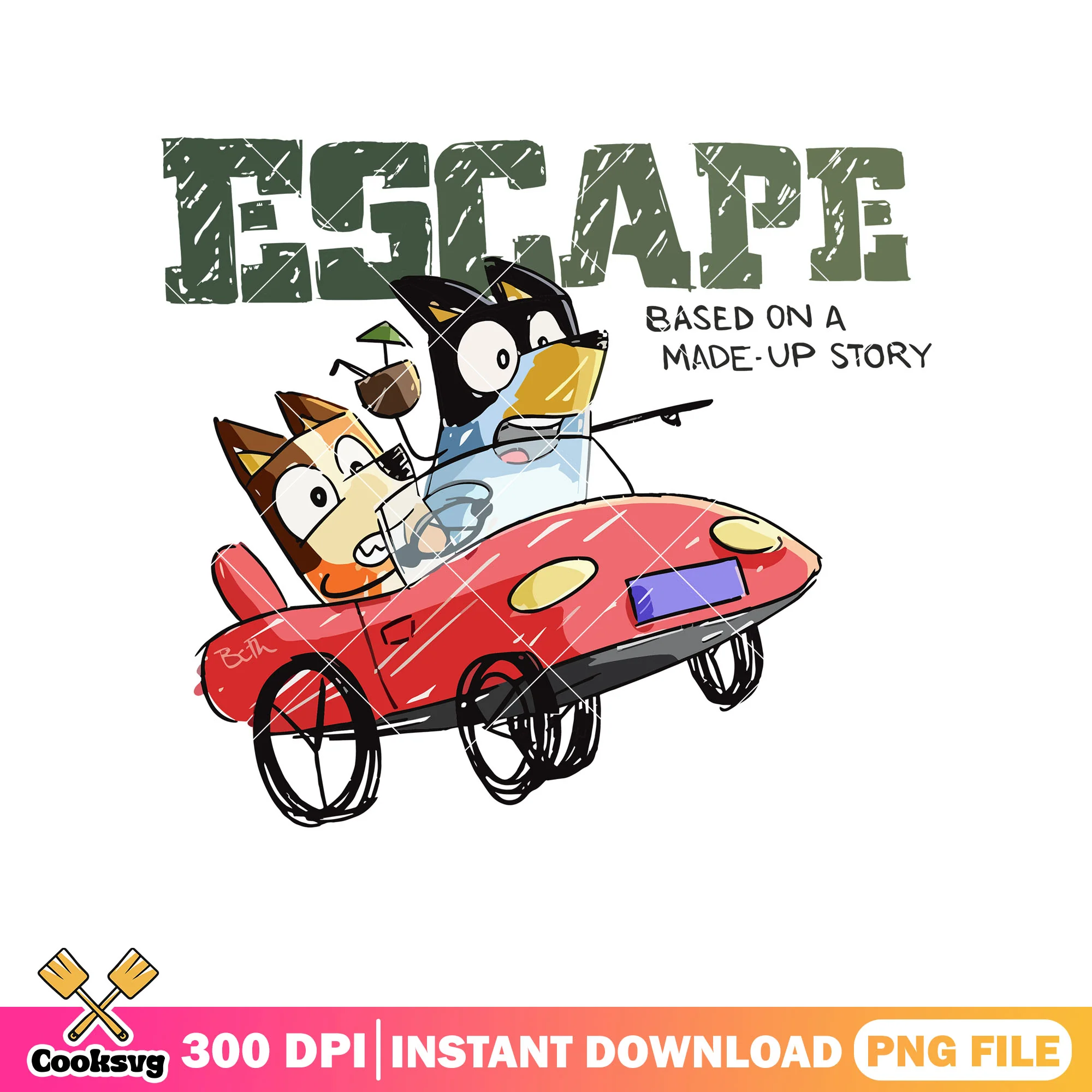 Escape based on a made up story png, bluey car png, bluey bingo png