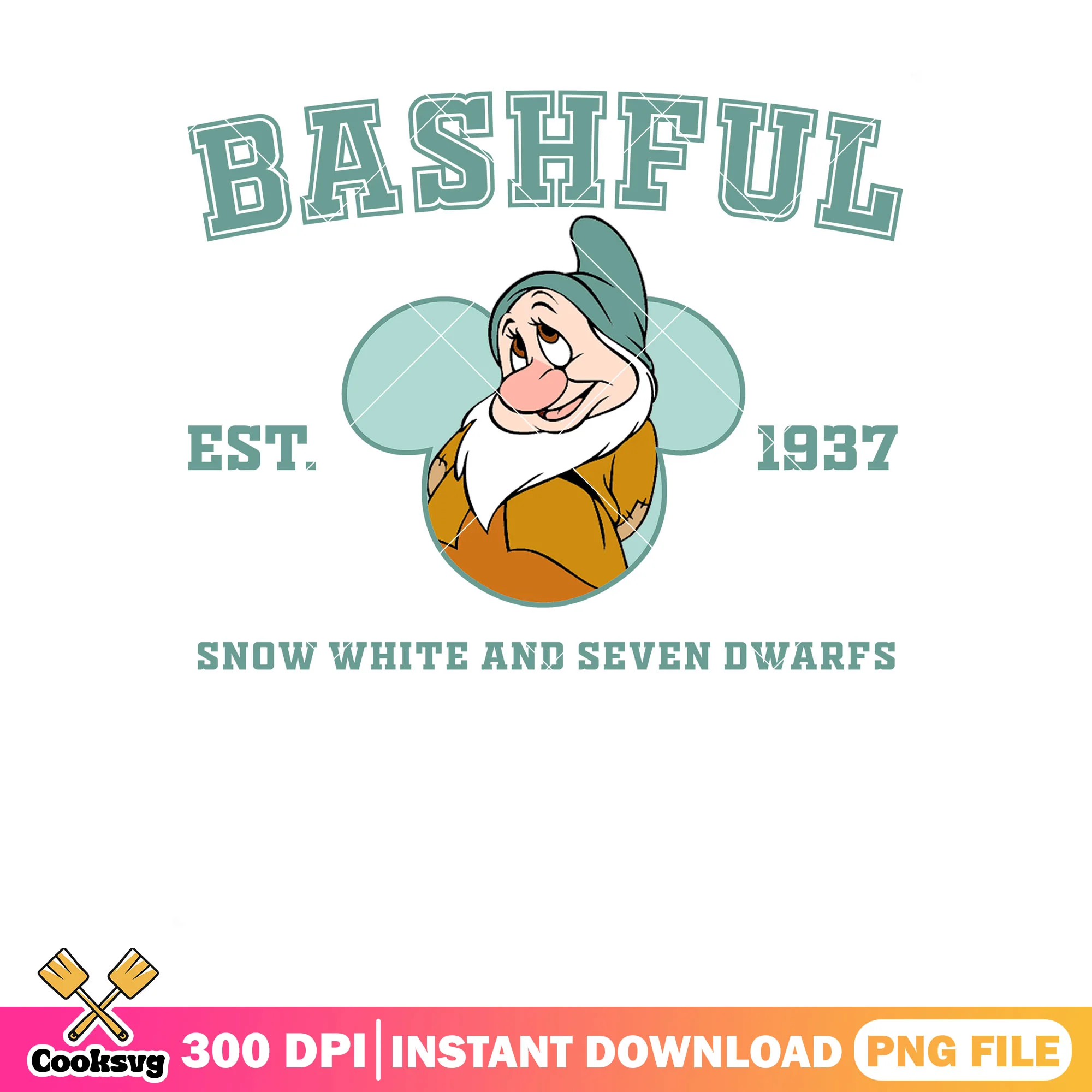 Est 1937 bashful png, bashful dwarf png, disney movies png