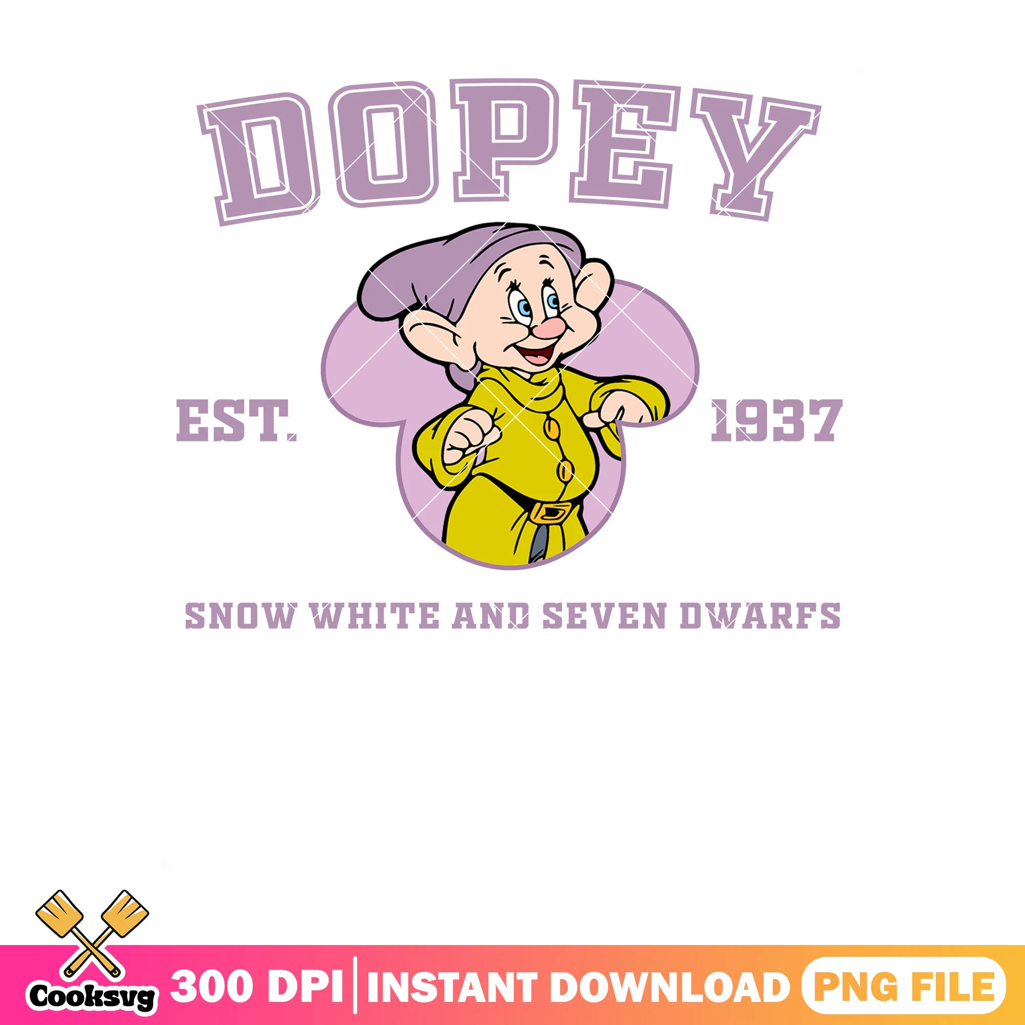 Est 1937 dopey png, dopey dwarf png, walt disney png