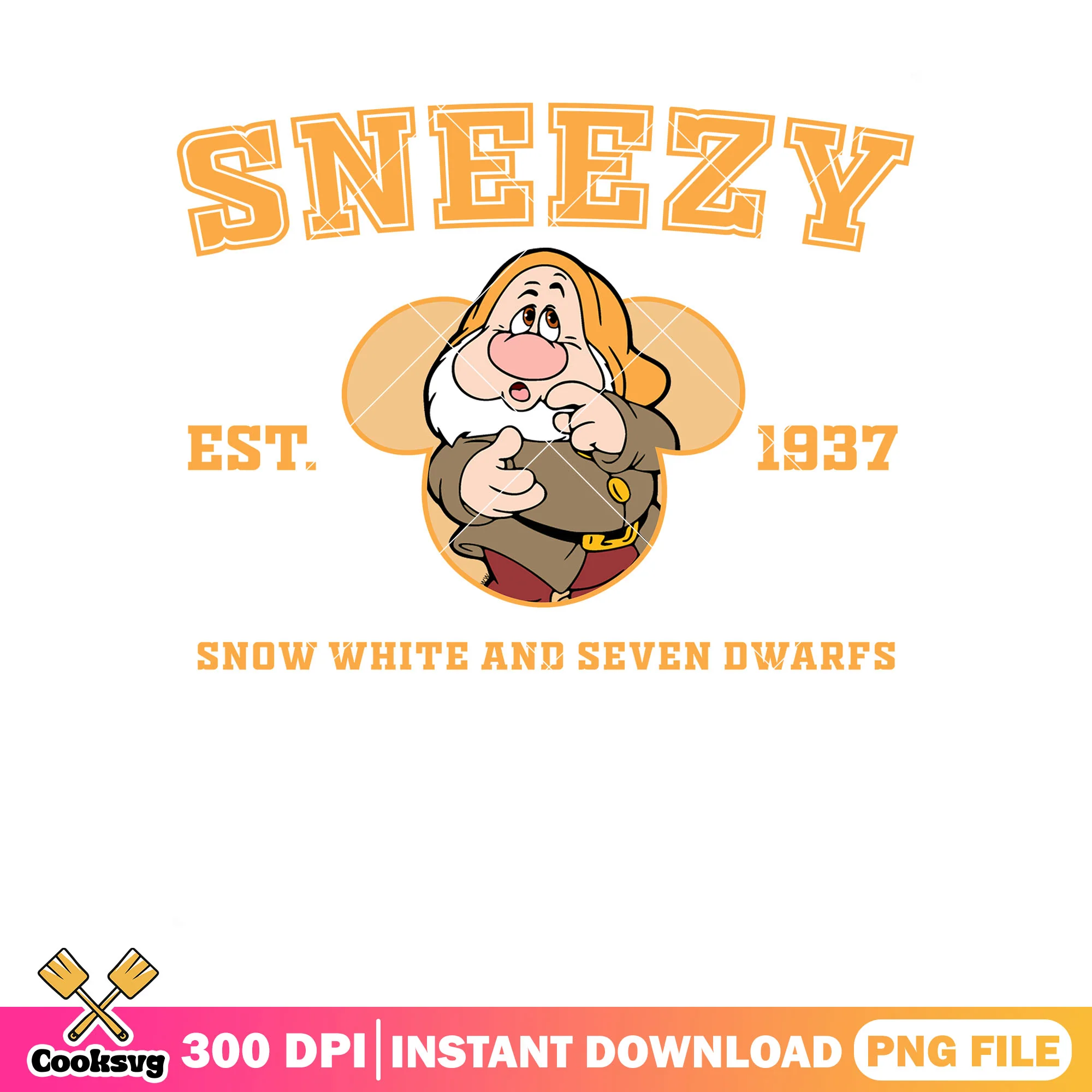 Est 1937 sneezy png, sneezy dwarf png, walt disney world png