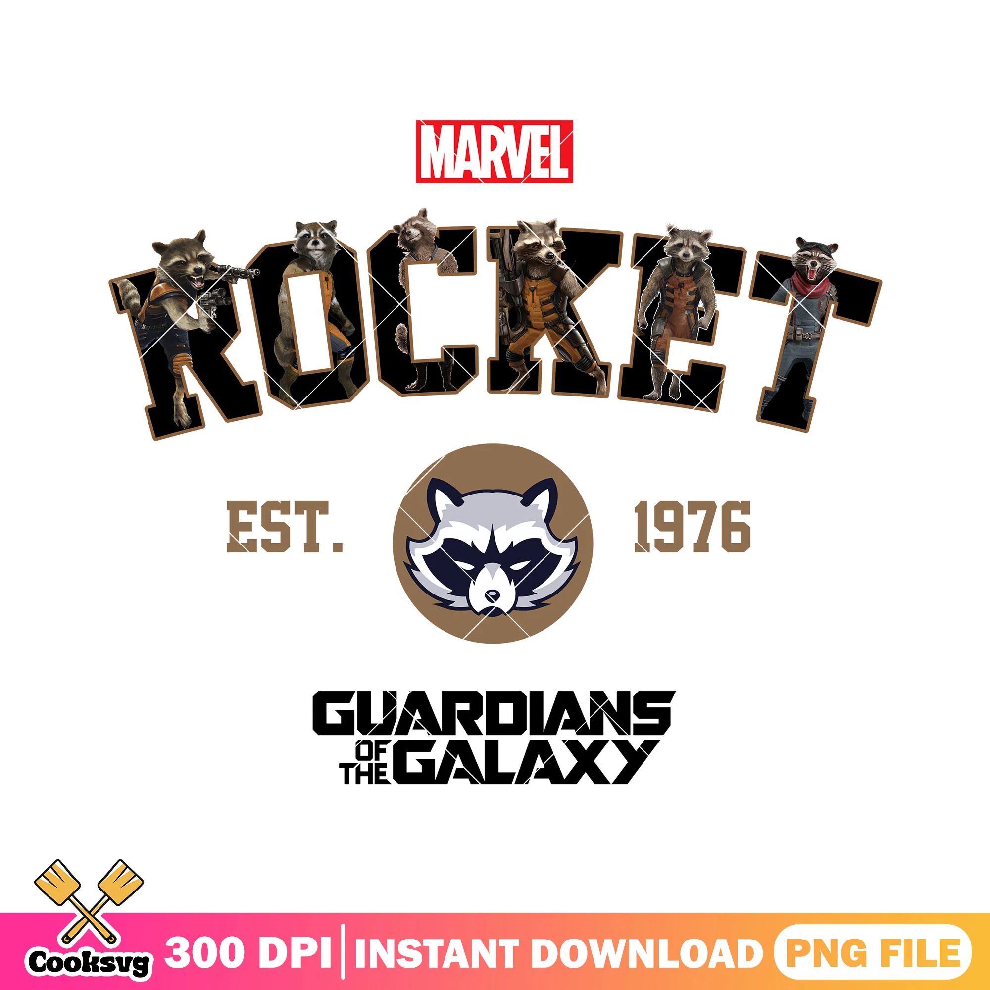 Est 1976 rocket png, rocket marvel png, marvel rocket raccoon png
