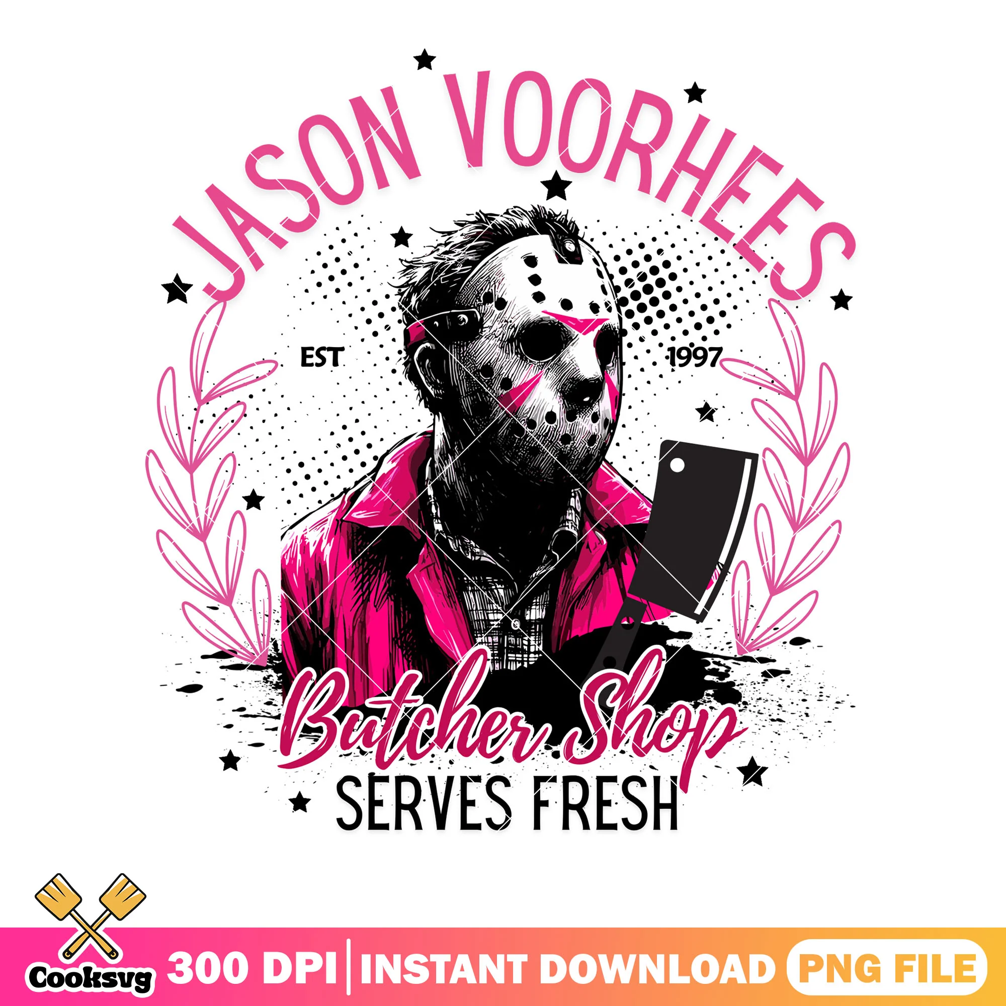 Est 1997 jason voorheez png, pink jacket png, halloween scary png