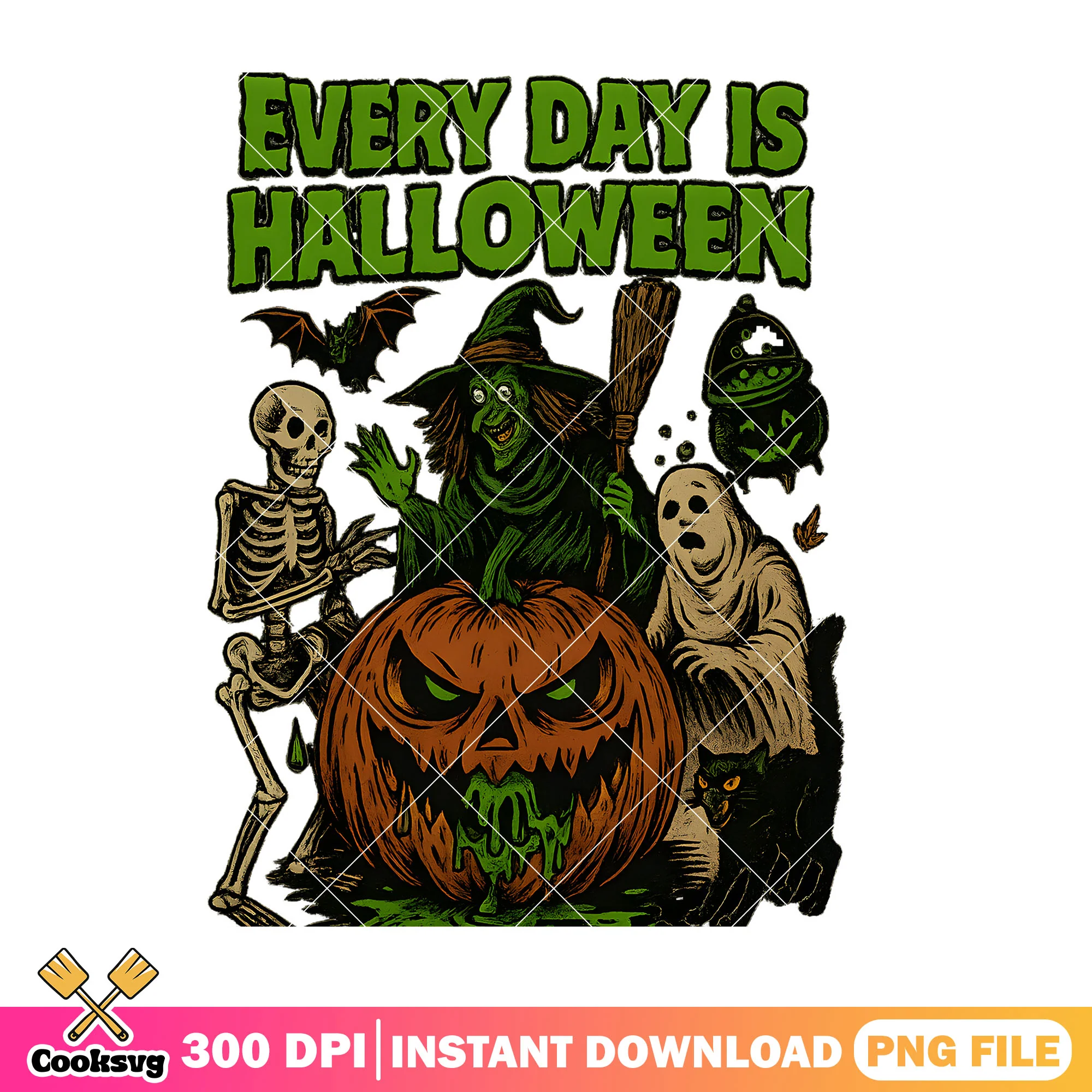 Every day is halloween horror png, halloween quote png, witch halloween png