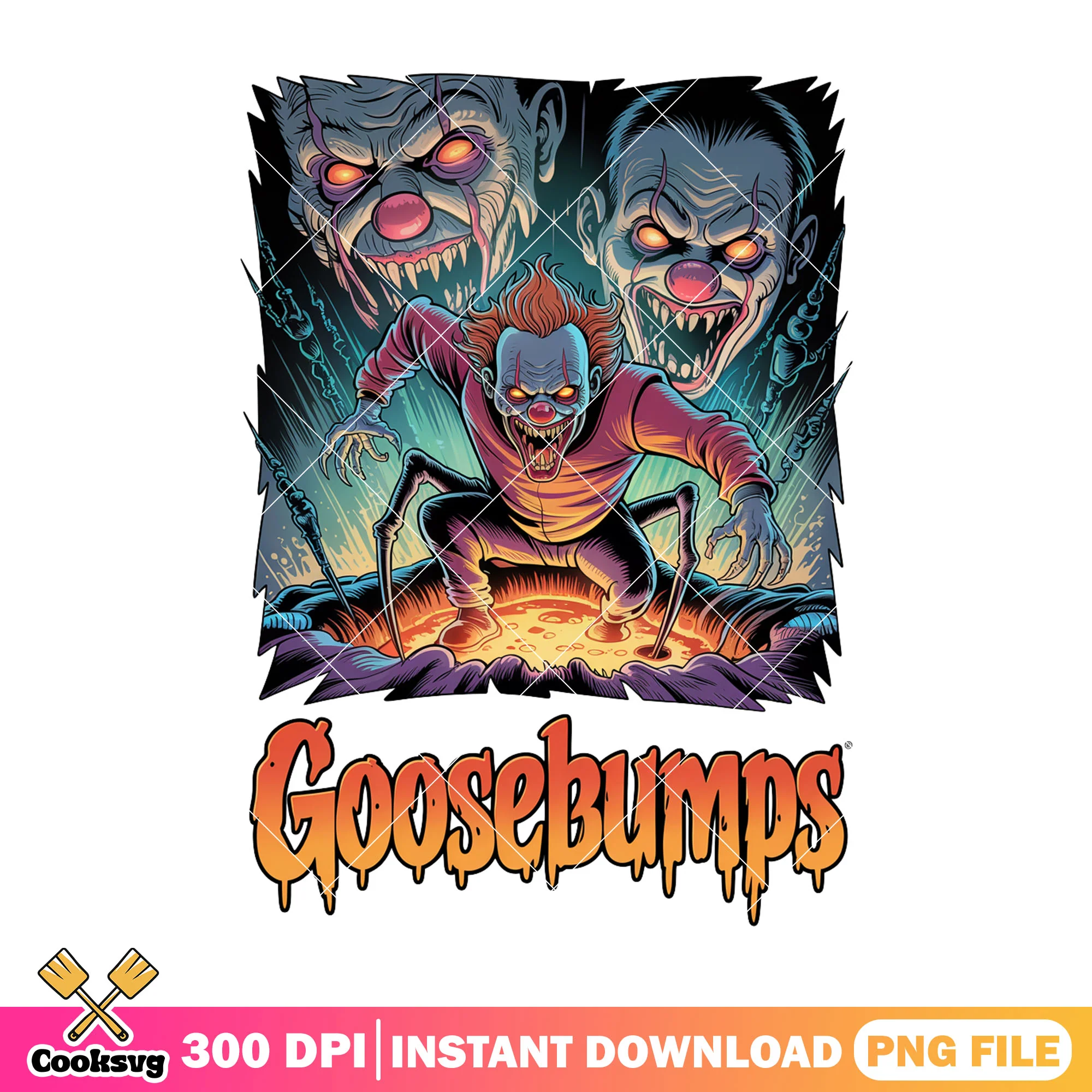 Evil clown goosebumps png, halloween colors png, cartoon clown png