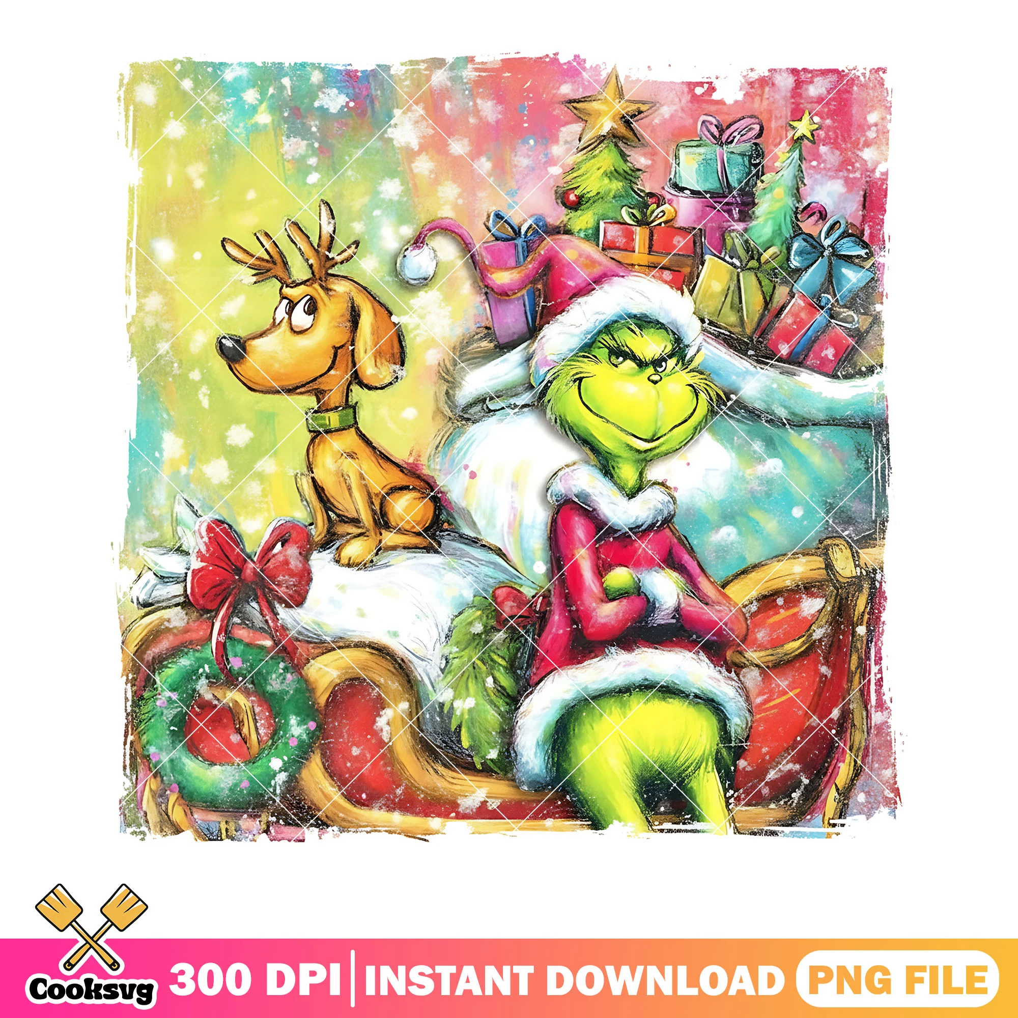 Evil grinch stole santa sleigh png, the grinch png, max the dog png