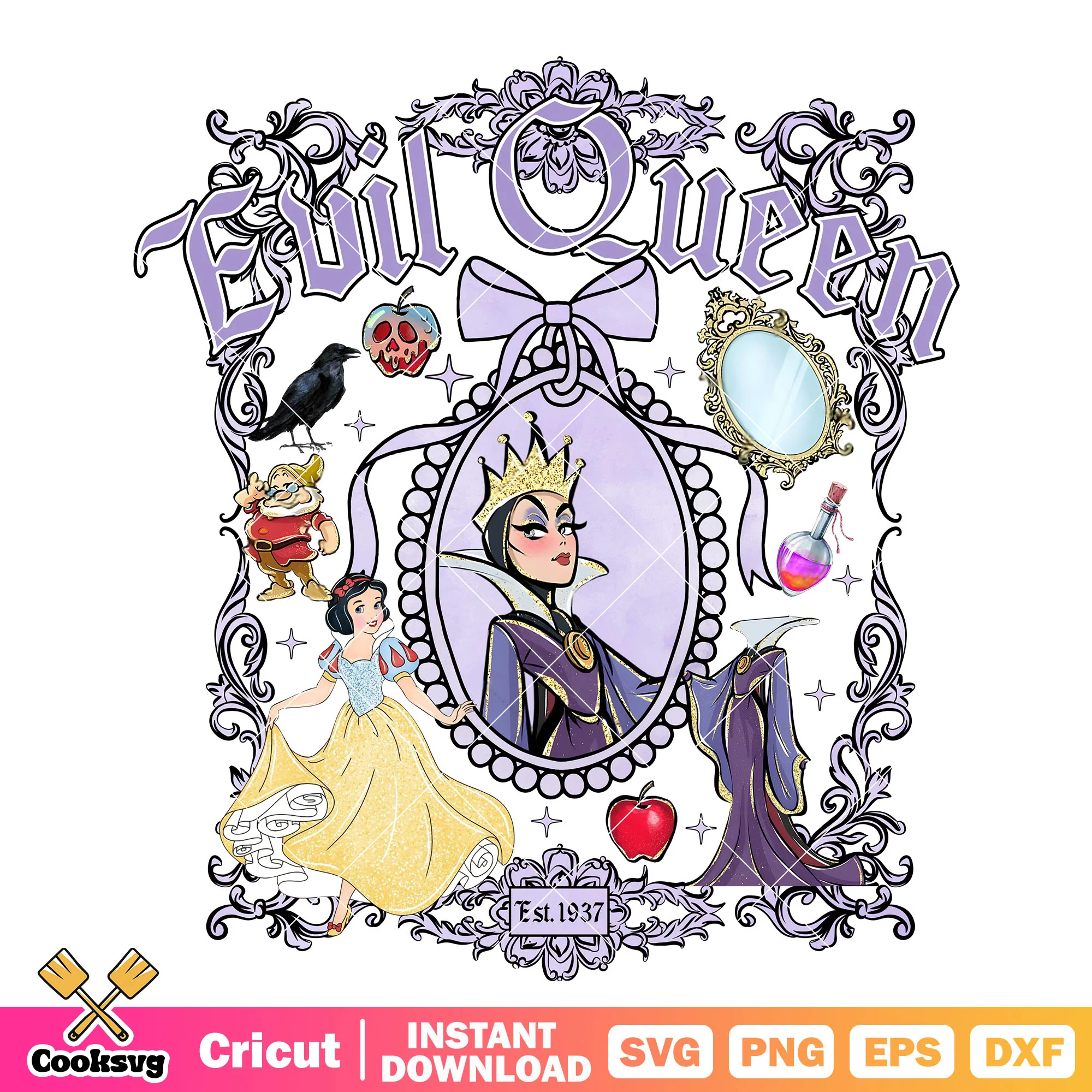 Evil queen in bow tie mirror png, disney evil queen png