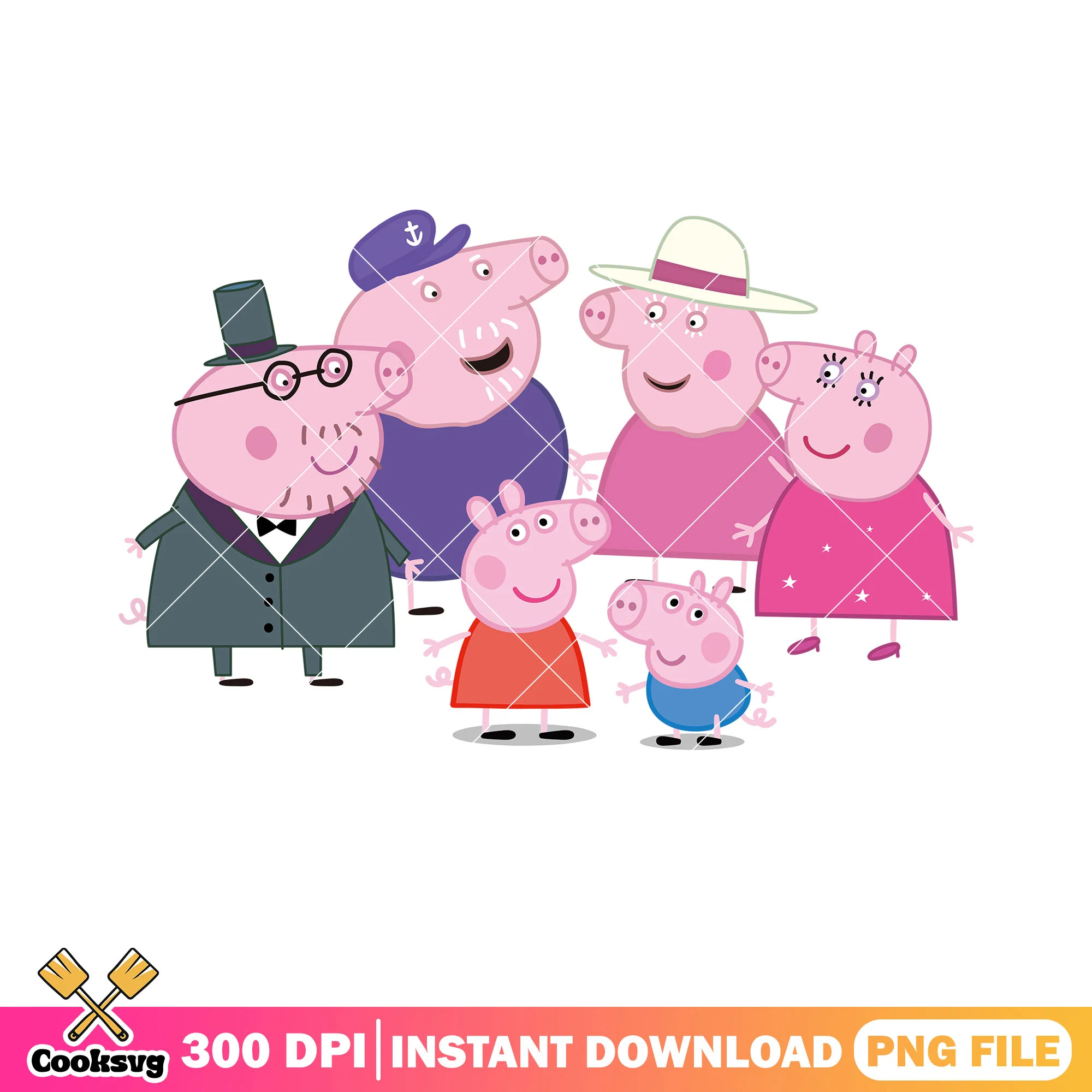 Extended Family png, show for kids png, peppa pig grandparent pig png