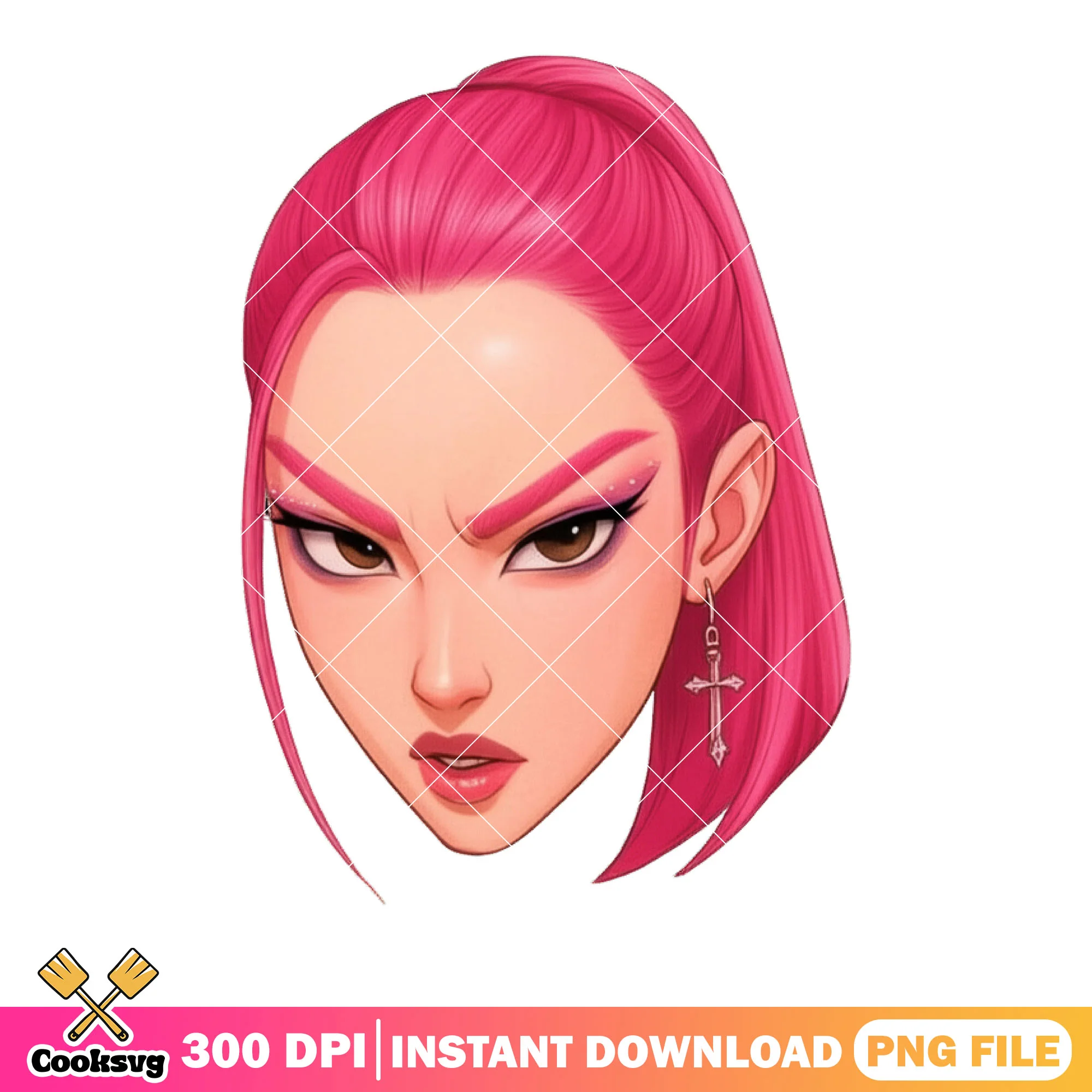 Face girls poster 3d png, face 3d girls png, girls with pink hair png