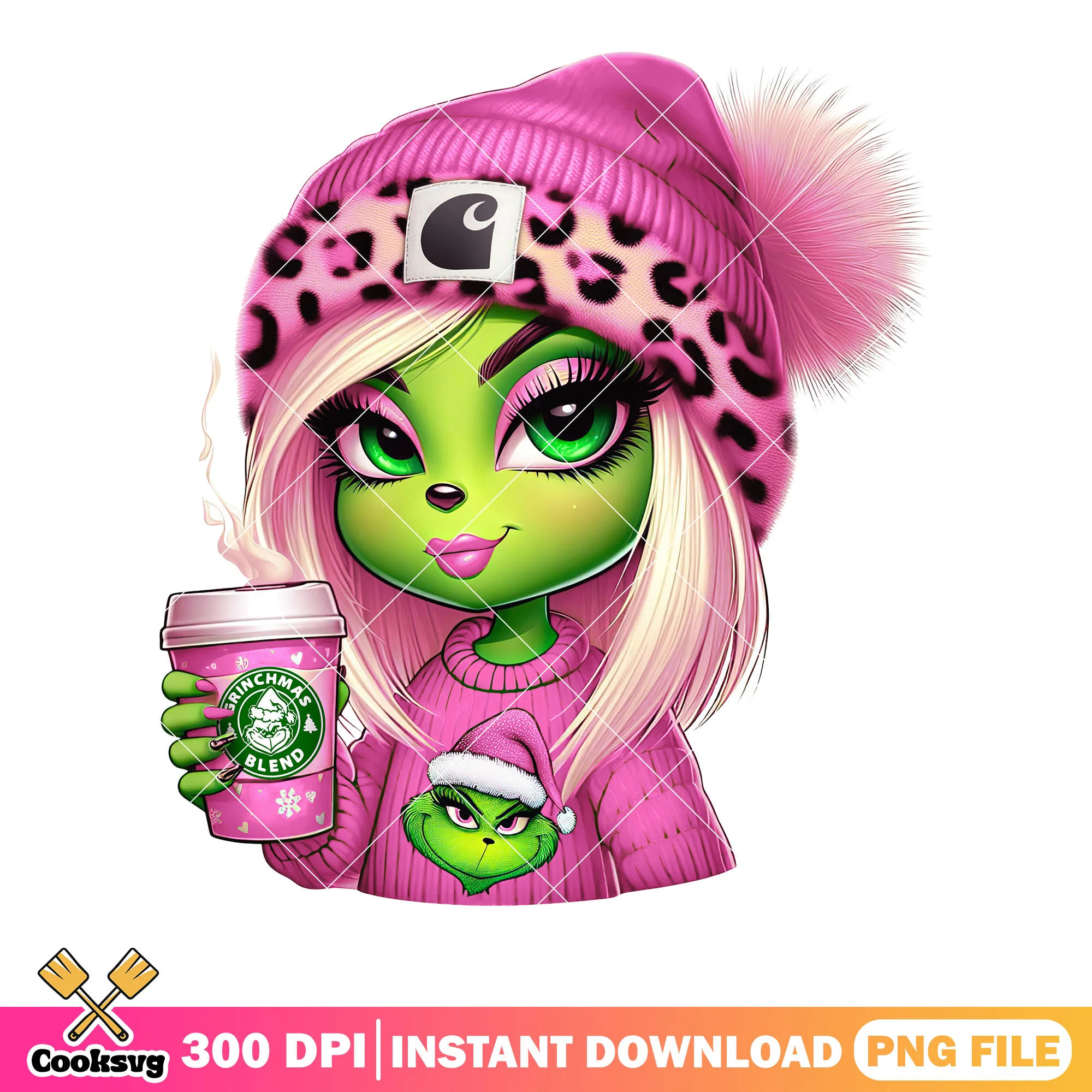 Fashioned christmas grinch png, christmas coffee png, merry christmas png