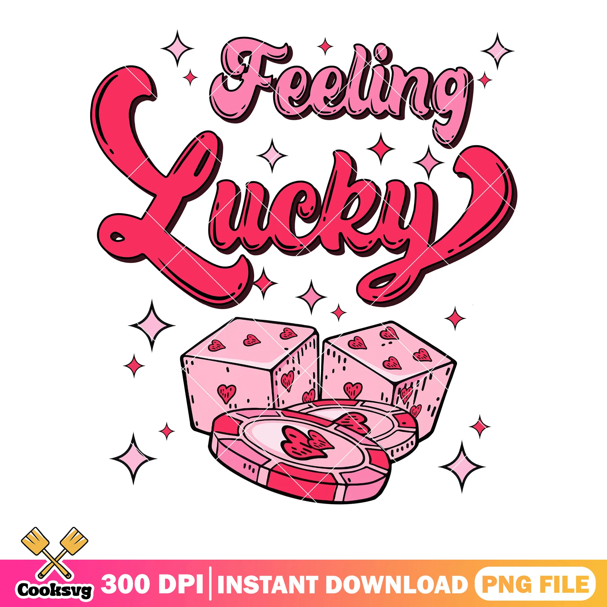 Feeling lucky gambling png, happy valentines png, valentine poster png