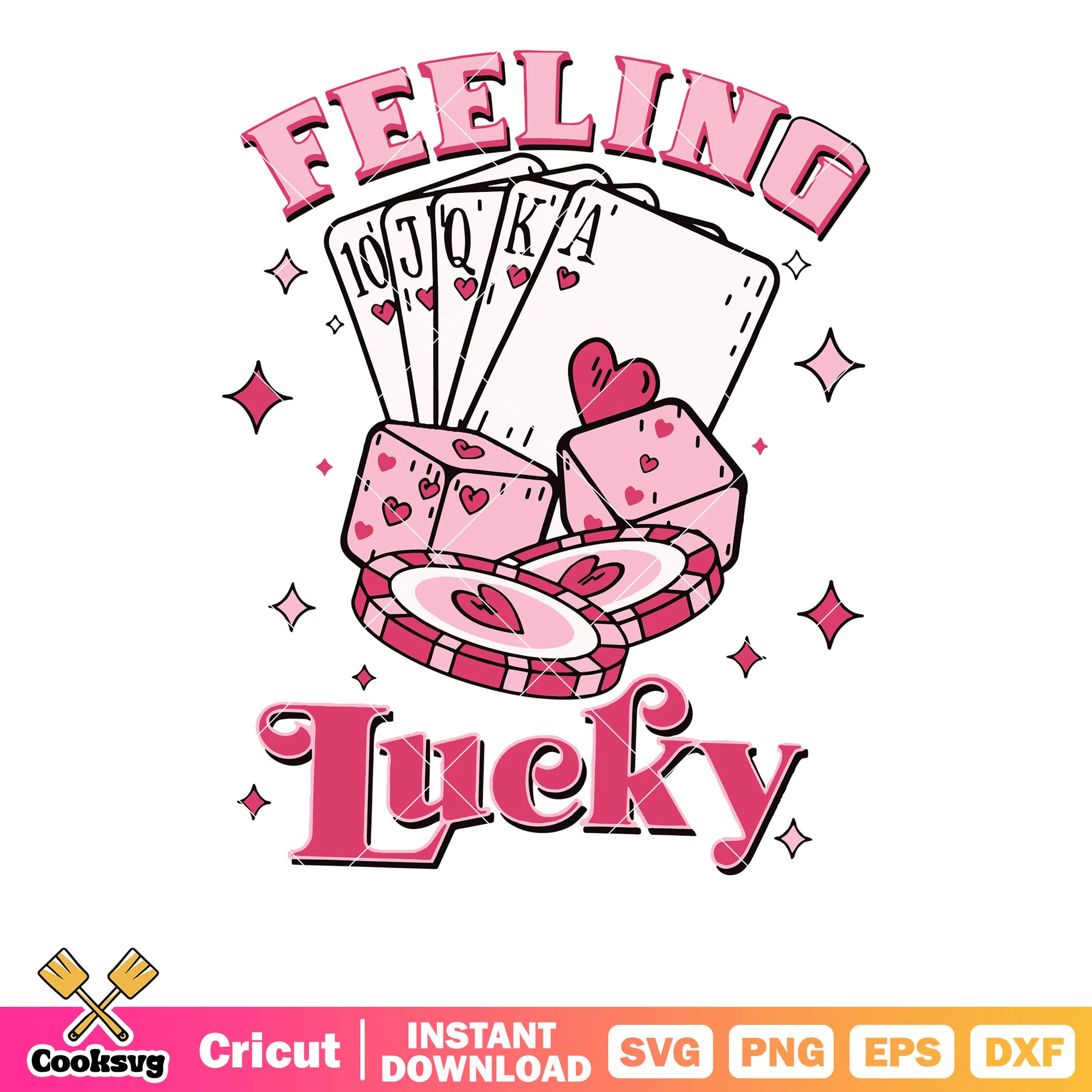Feeling lucky with deck svg, lucky valentine svg, valentine svg