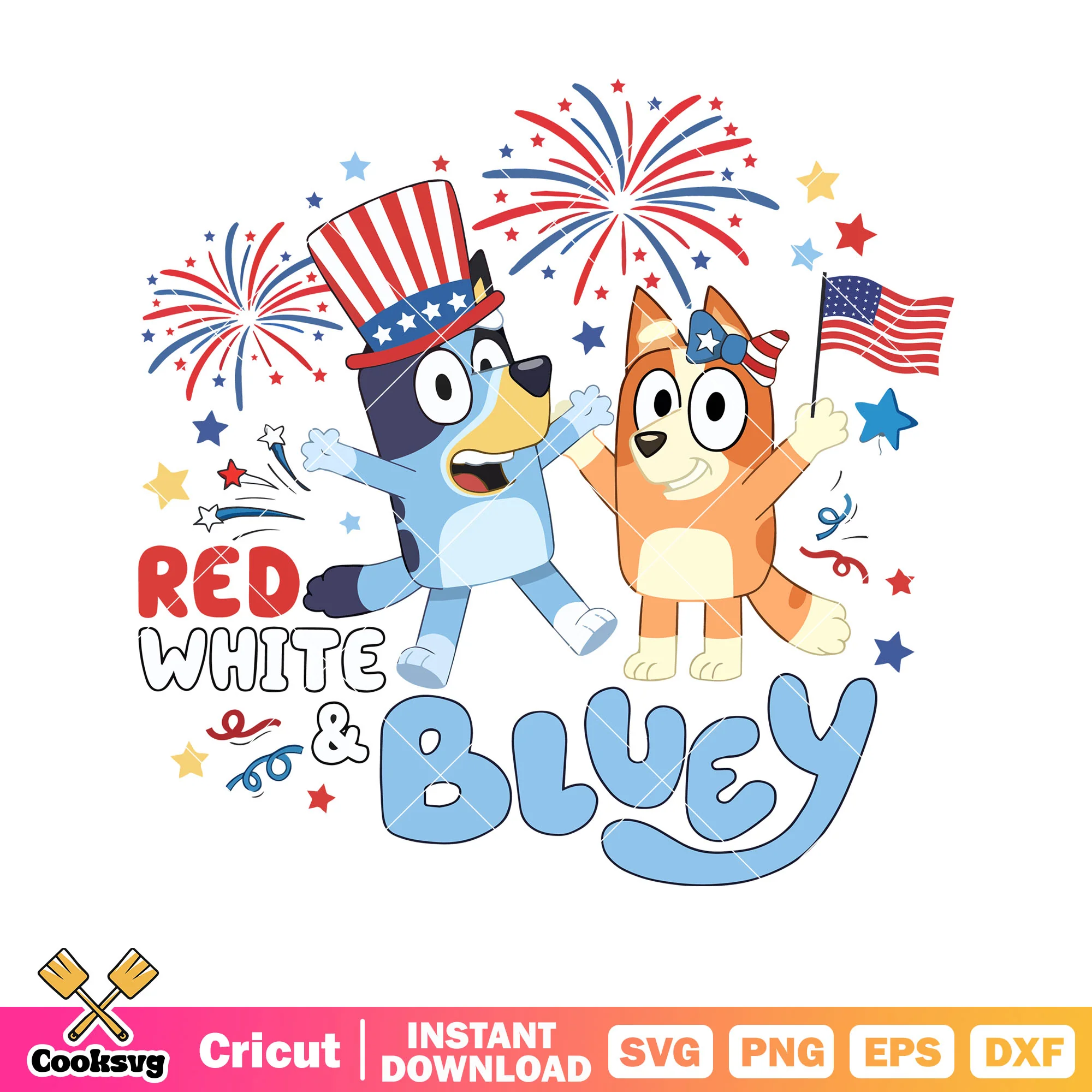 Festive bluey and 4th of july red white svg, happy bluey svg, bluey funny svg