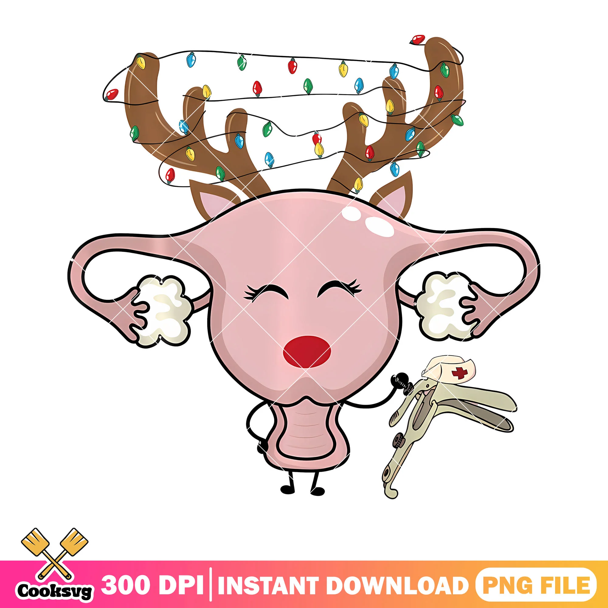 Festive Reindeer Speculum png, reideer png, christmas stringlight png