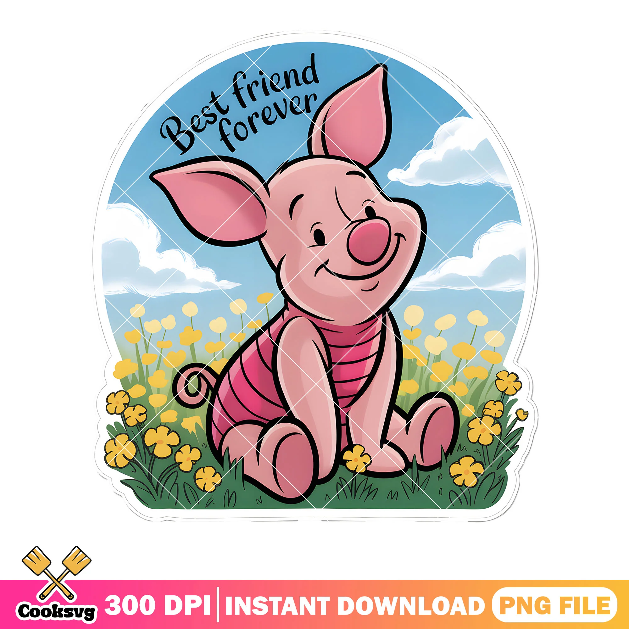 Field flower piglet sticker png, pooh movies png, disney piglet png