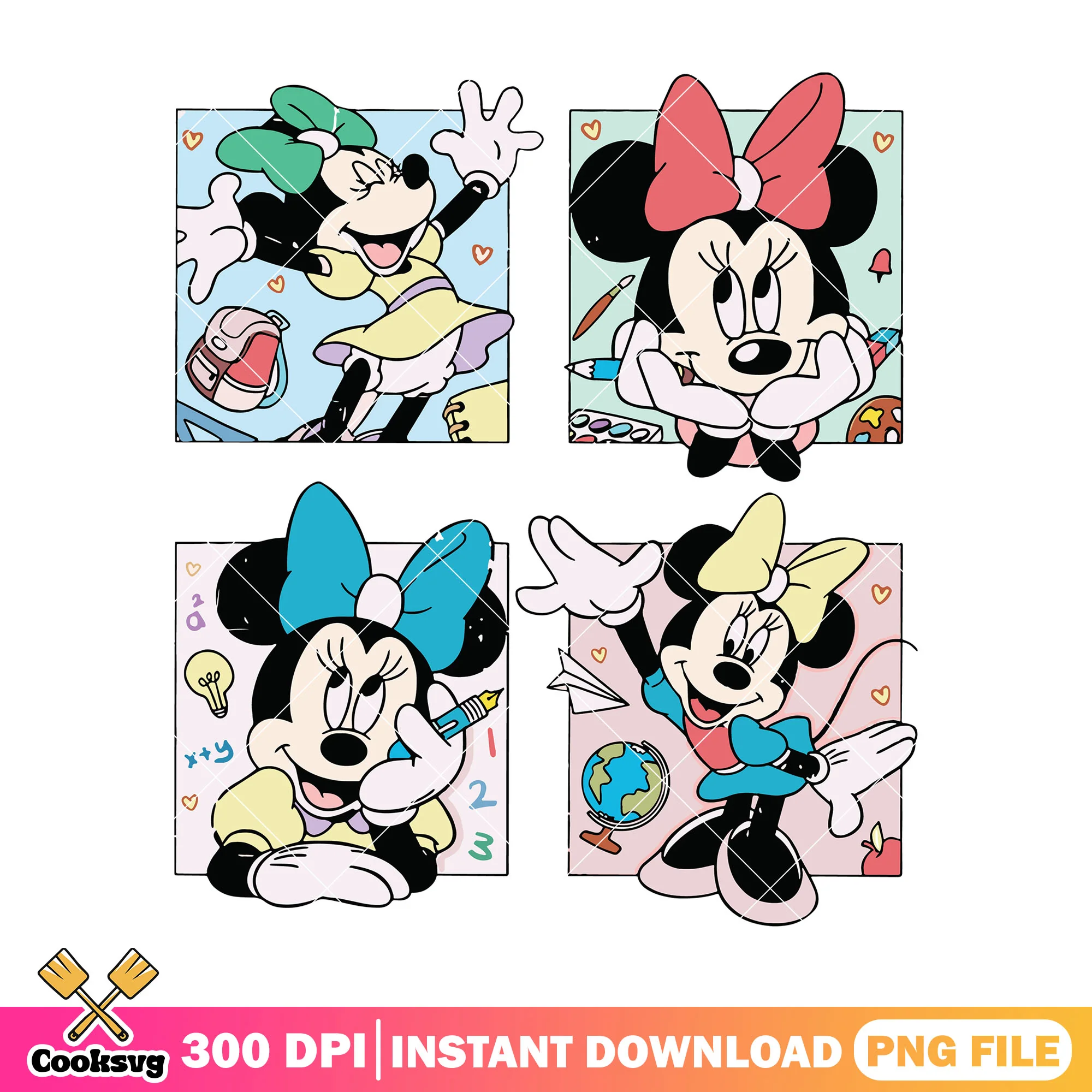 File design minnie png, going back to school png, disney character png