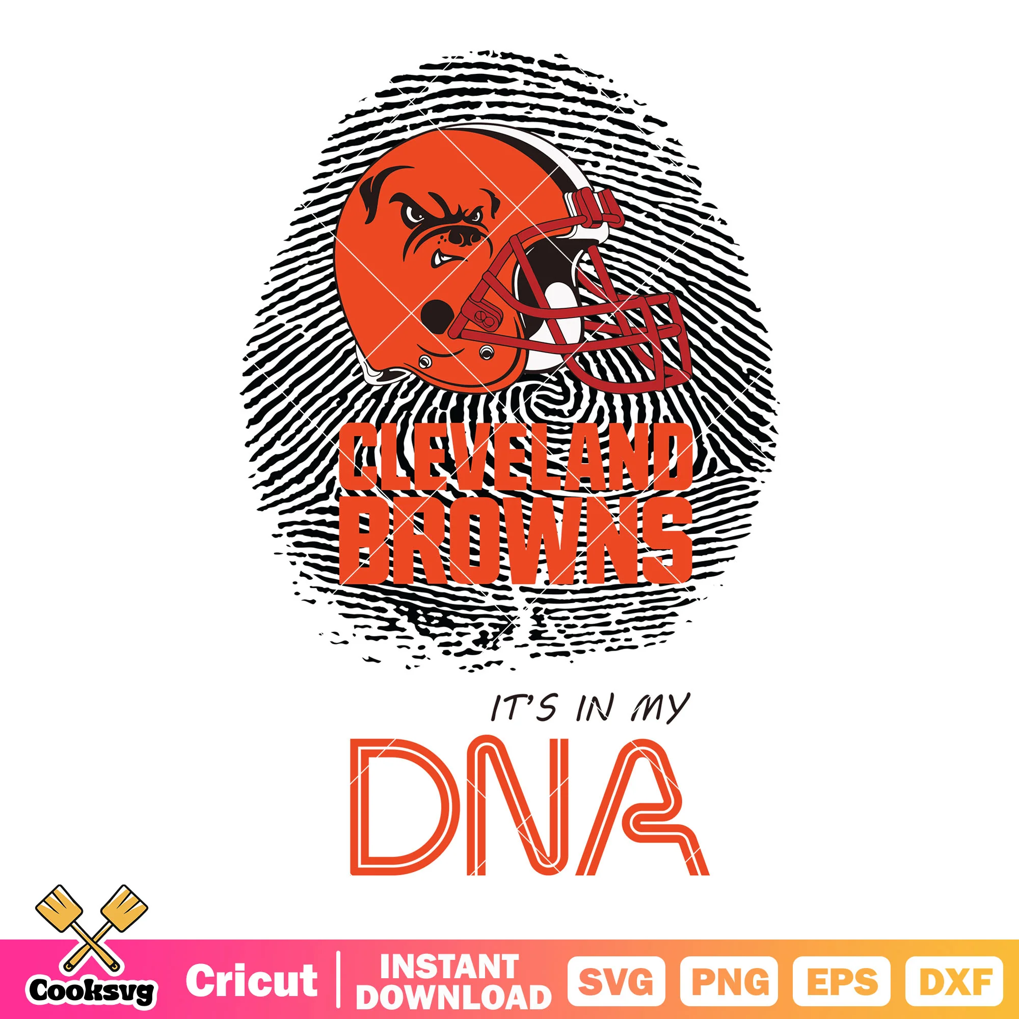 Fingerprint bull dog svg, cleveland svg, national football leauge svg