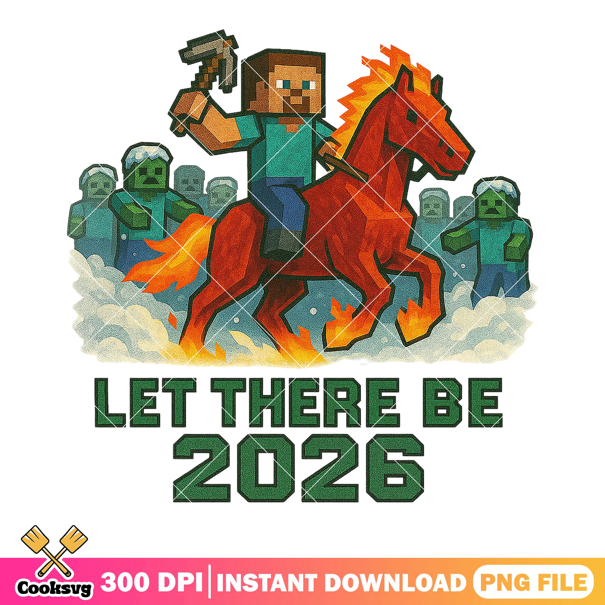 Fire horse Let there be 2026 png, zombie png, merry christmas png