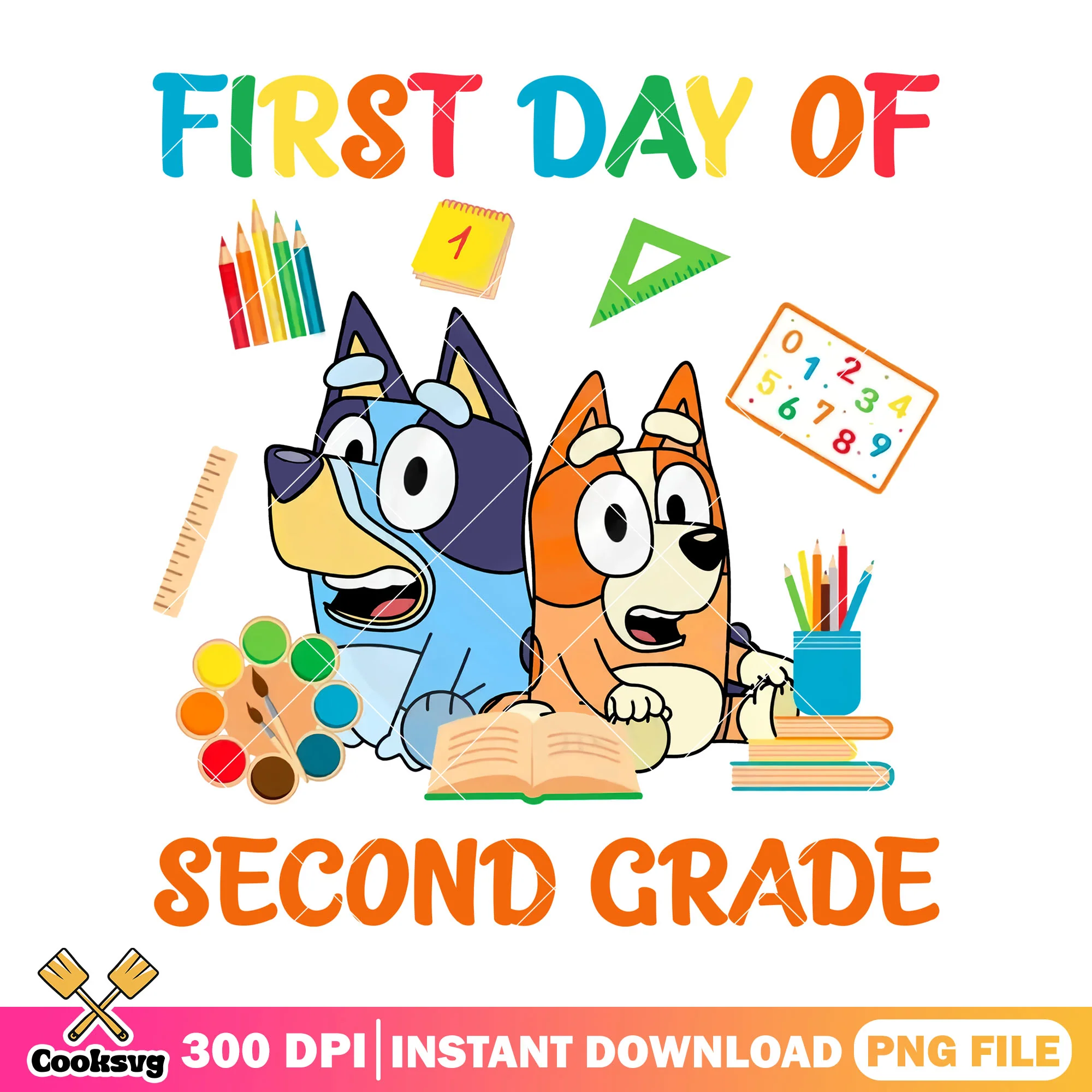 First day of second grade png, bluey bingo png, back to school png