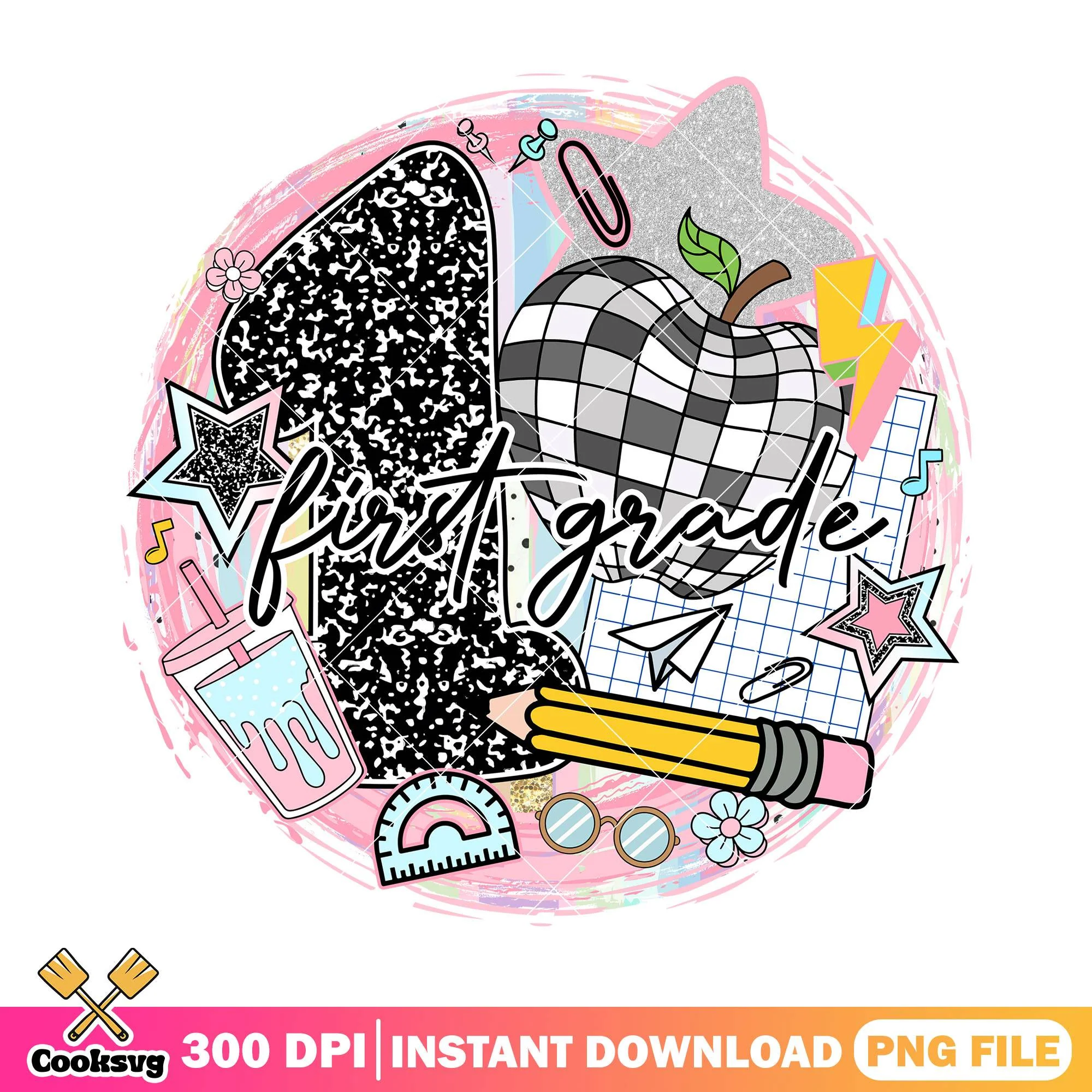First grade design file png, halloween art png, supplies art png