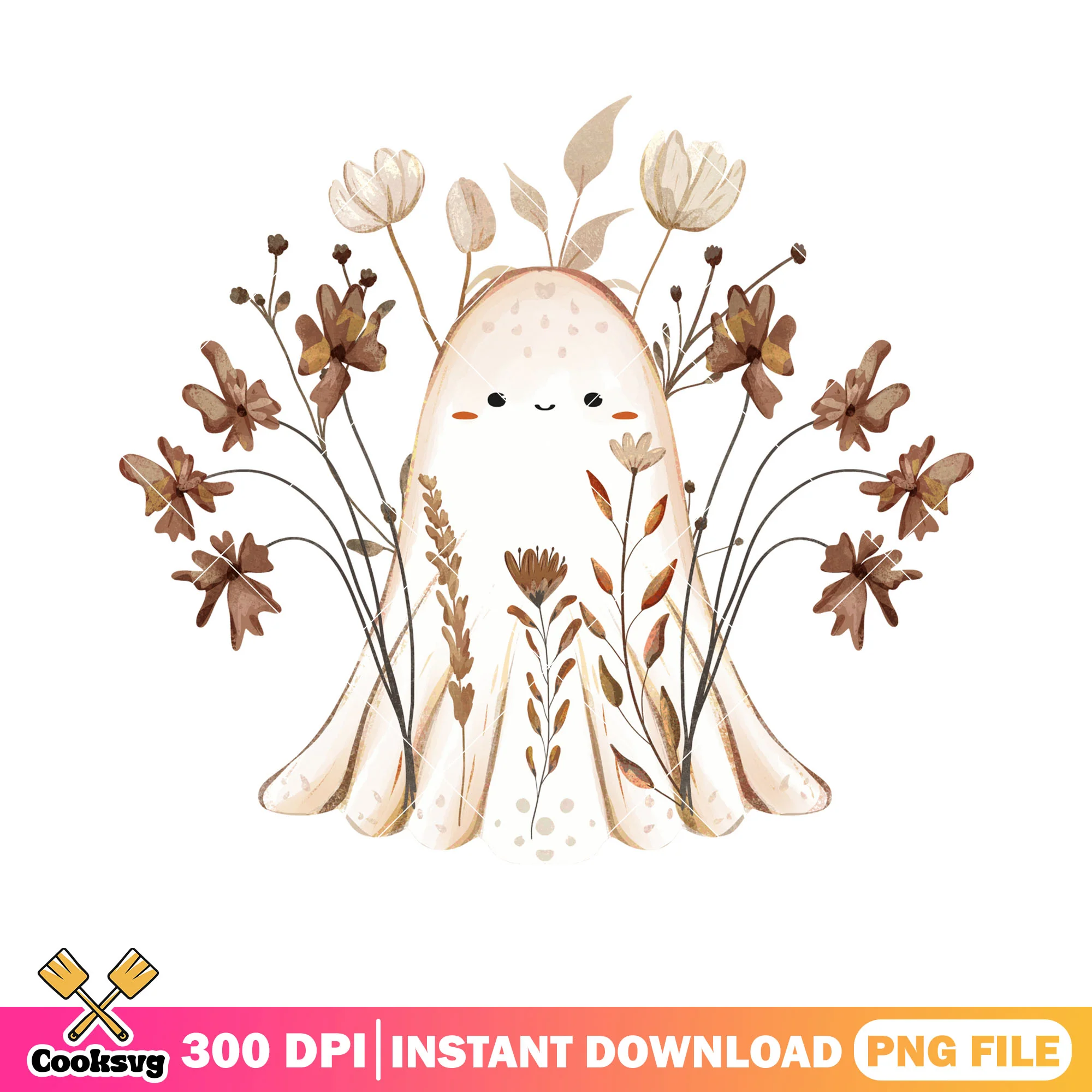 Flower rise in a blanket png, ghost costume png, halloween scary png