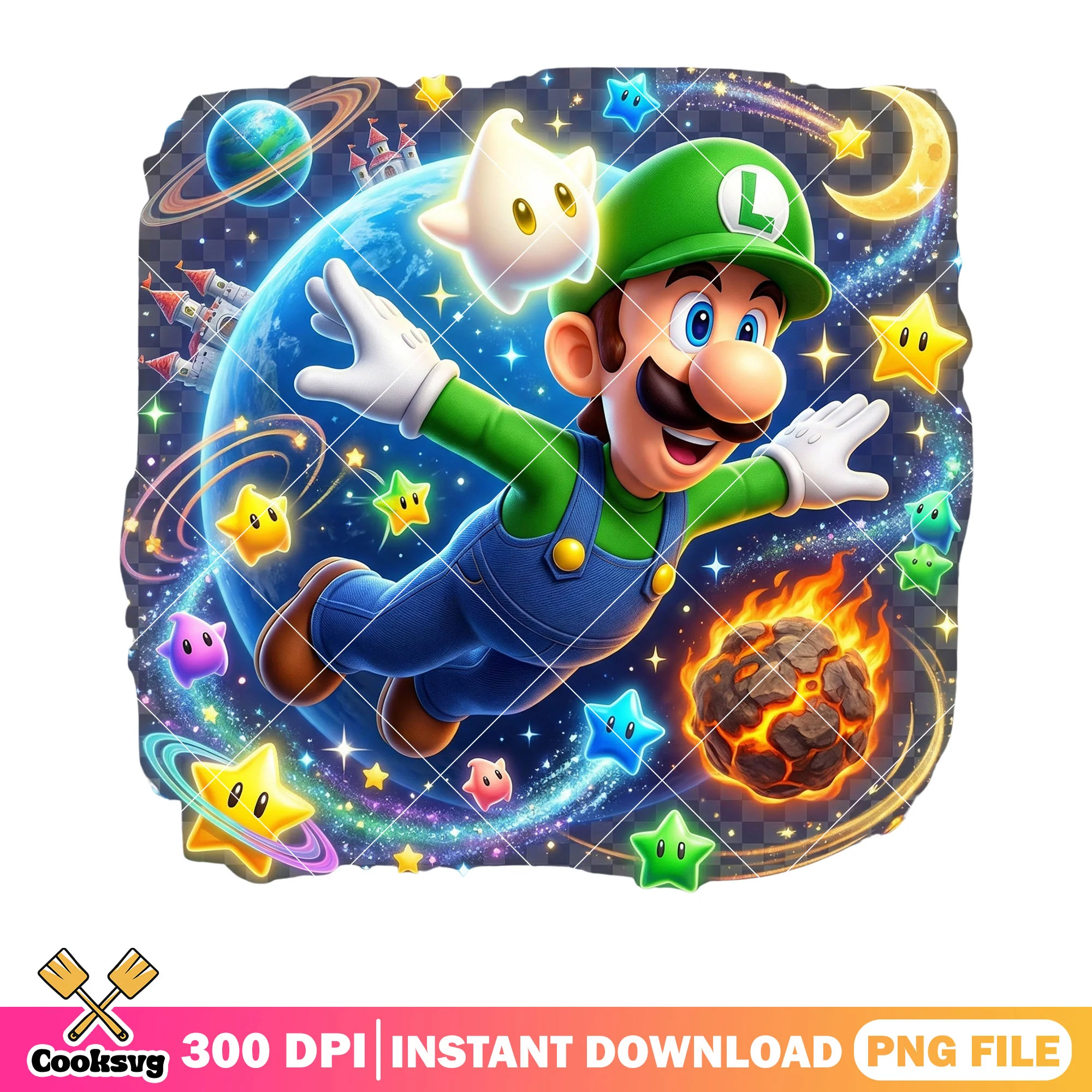 Fly into galaxy luigi png, nintendo games png, super luigi galaxy png