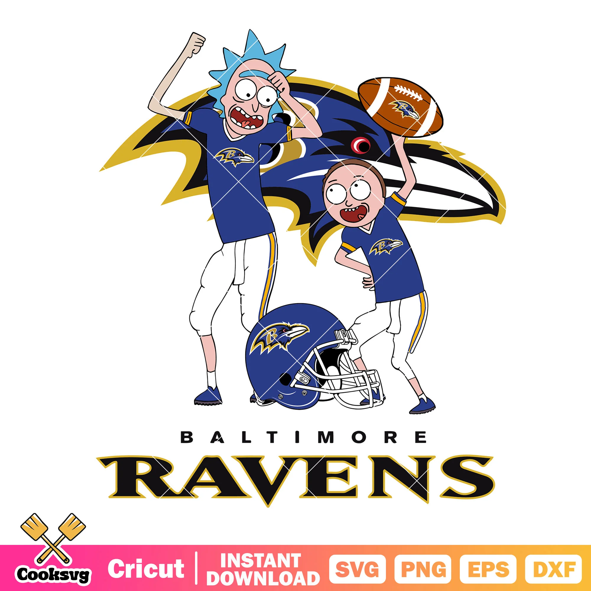 Football rick and morty svg. baltimore raven svg, football helmet svg