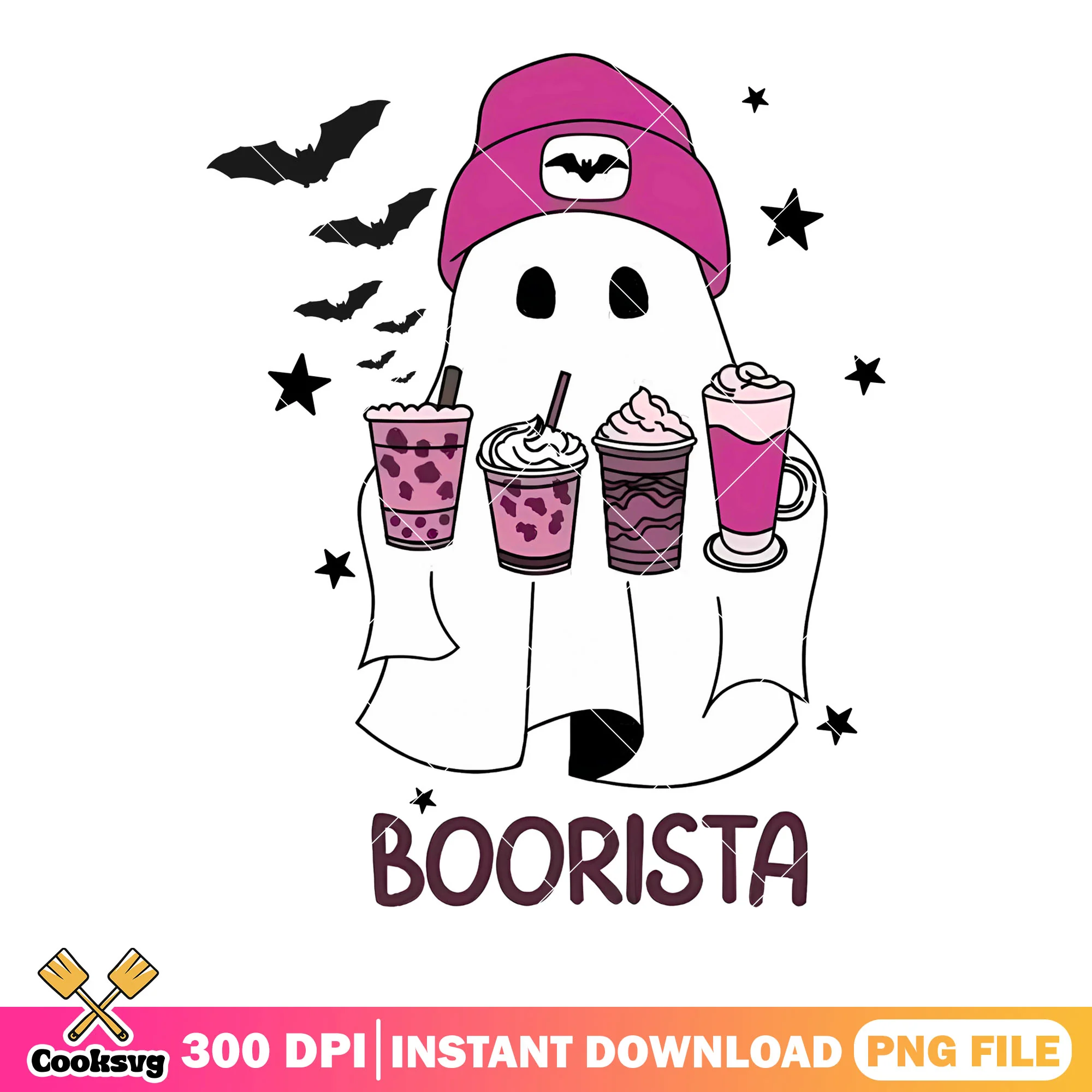 Four of drink for ghost png, starry night  png, halloween scary png