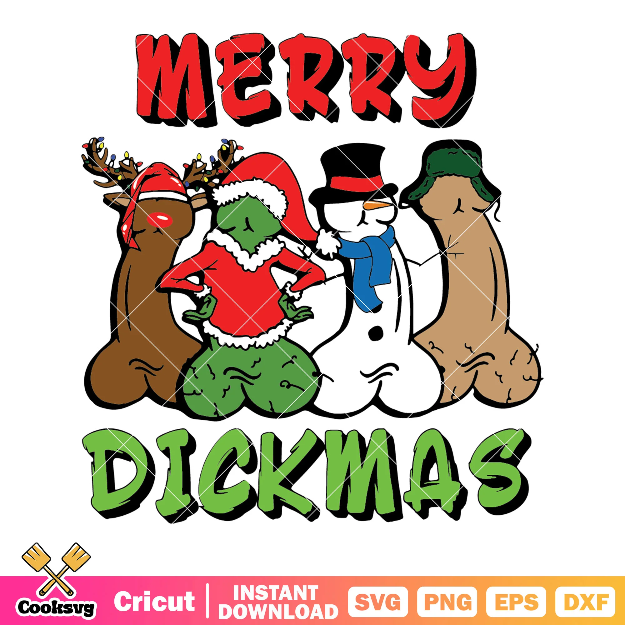 Four of Merry dickmas svg, reindeer costume svg, santa cotusme svg