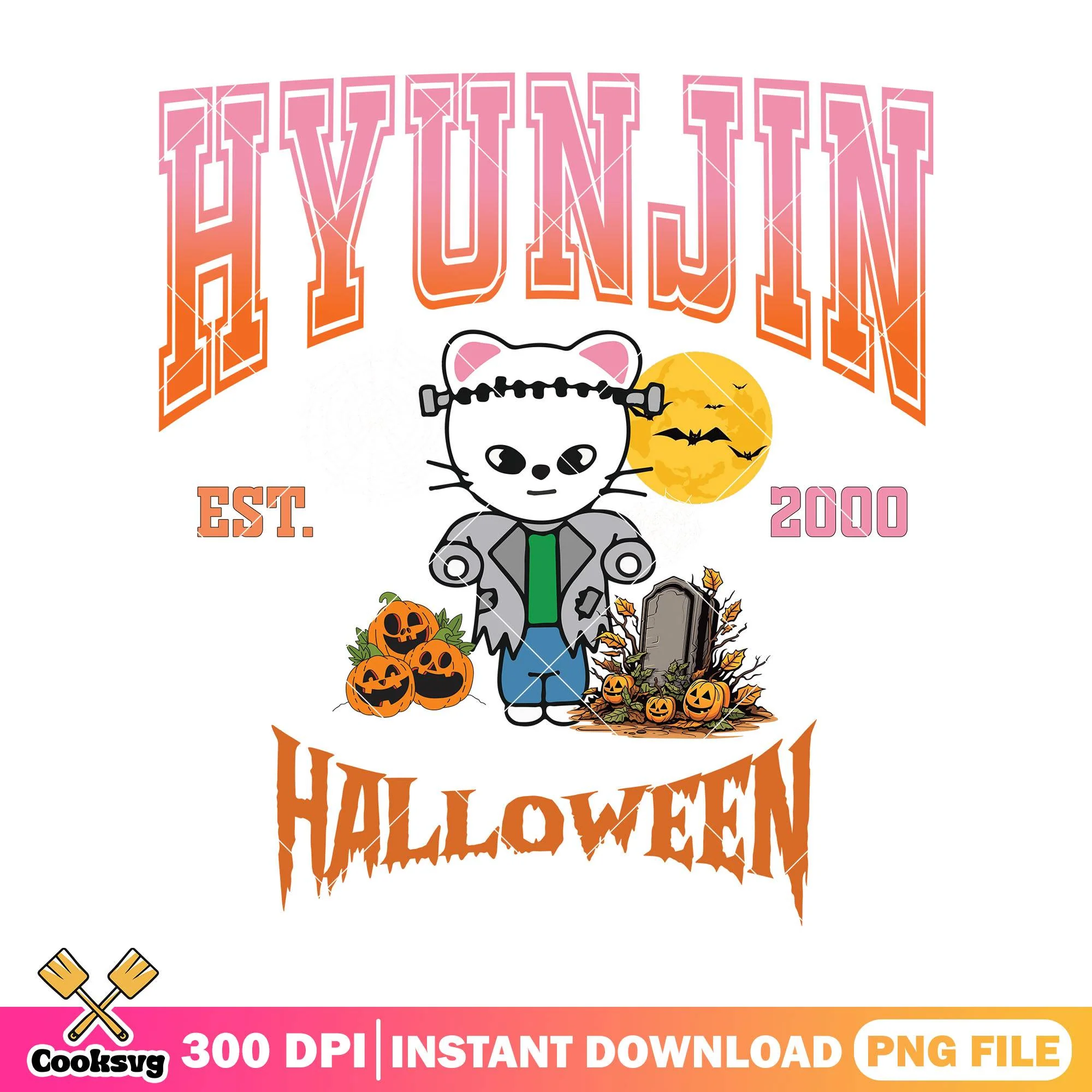 Frankenstein hyunjin design png, spirit halloween png, cute ferret png