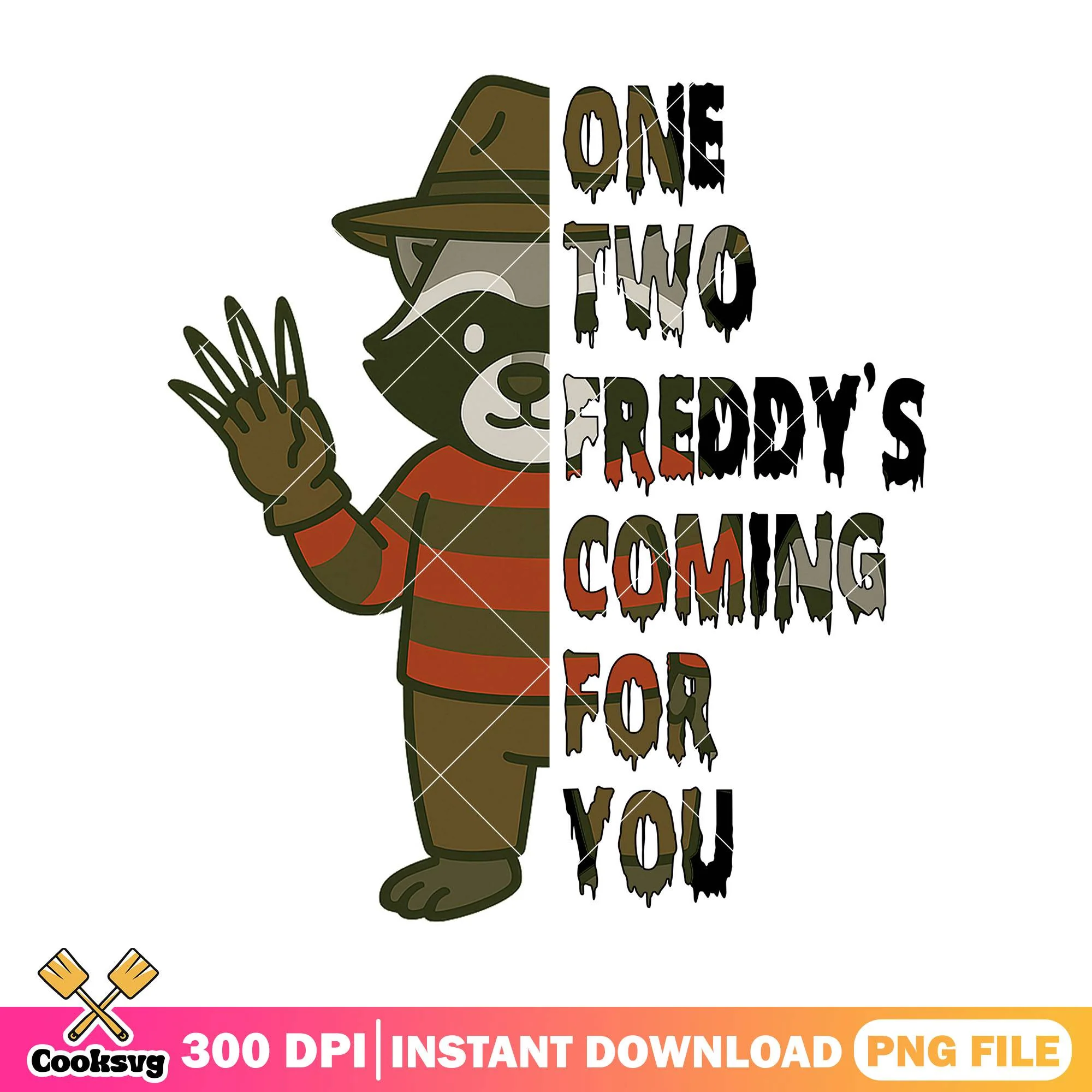 Freddy coming for you png, raccoon horror png, halloween day png