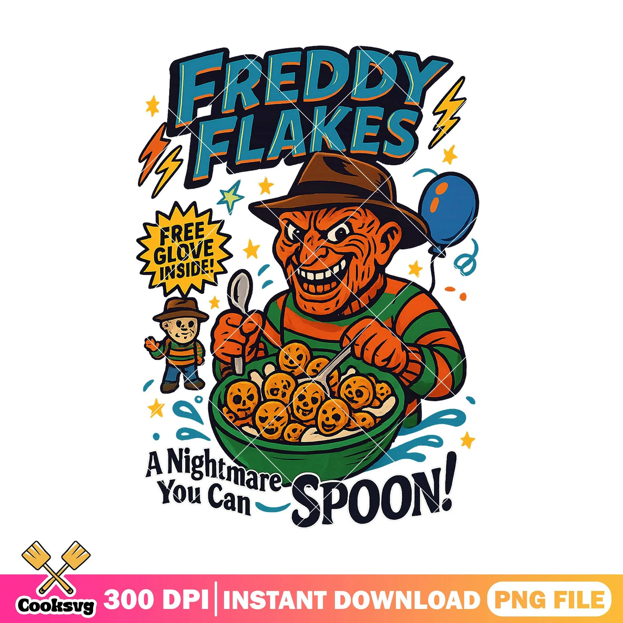 Freddy flakes design png, happy freddy png, halloween art png