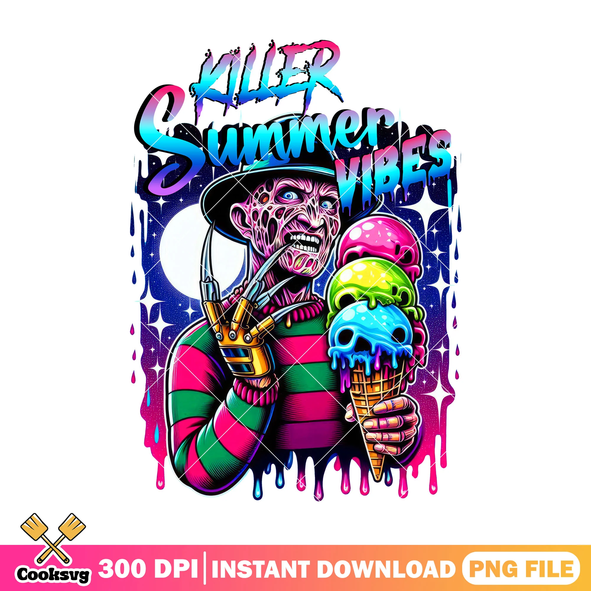 Freddy killer summer vibes png, halloween movie png, funny quotes png