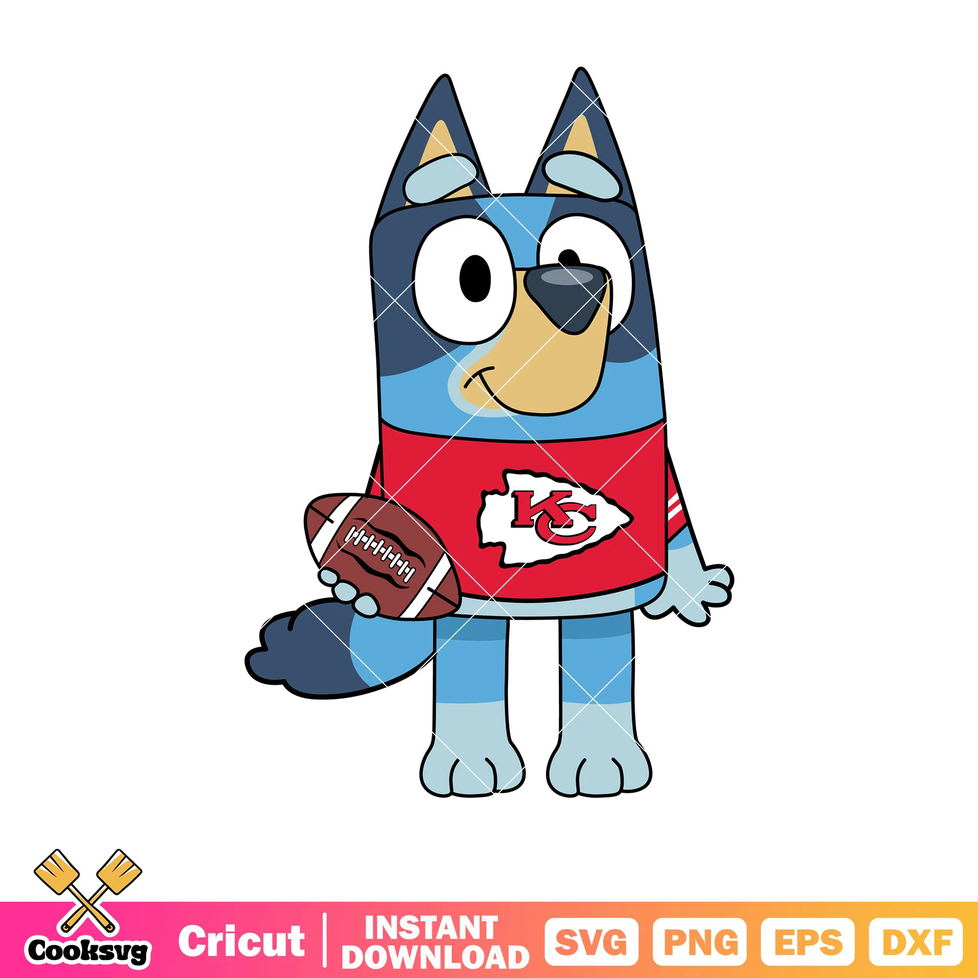 Free kansas city chiefs football fan svg, cartoon bluey svg, bluey dog svg