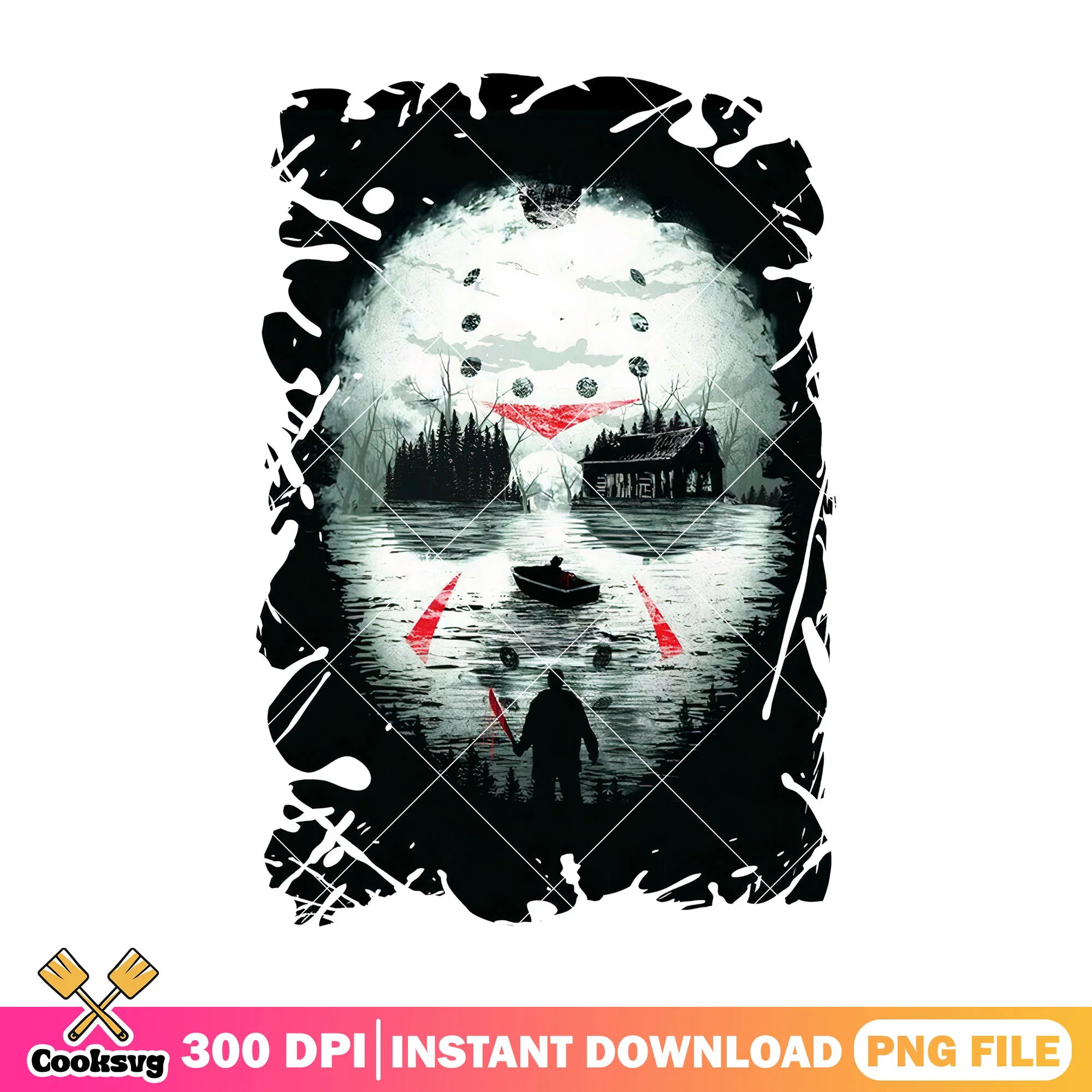 Friday the 13th poster film design png, jason voorhees png