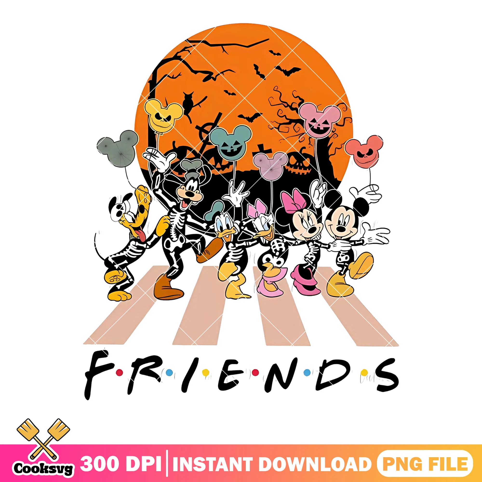 Friend and mickey png, haunted cemetery png, disney character png