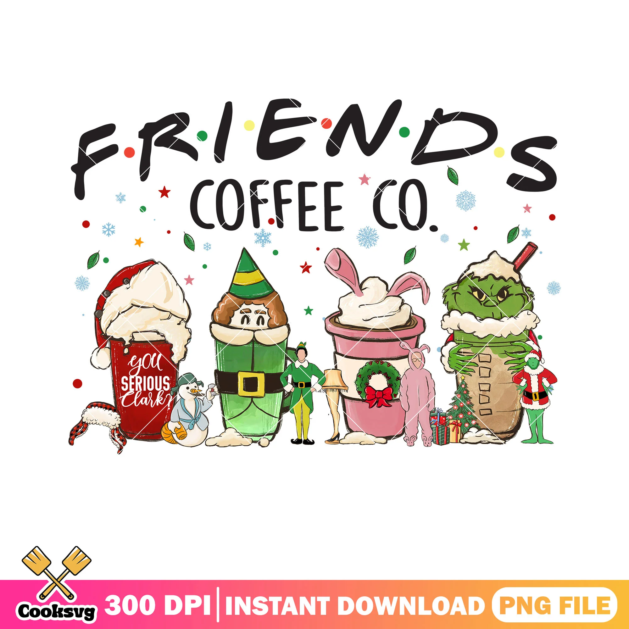 Friends coffee co grinch png, elf christmas drink png, led lamp png