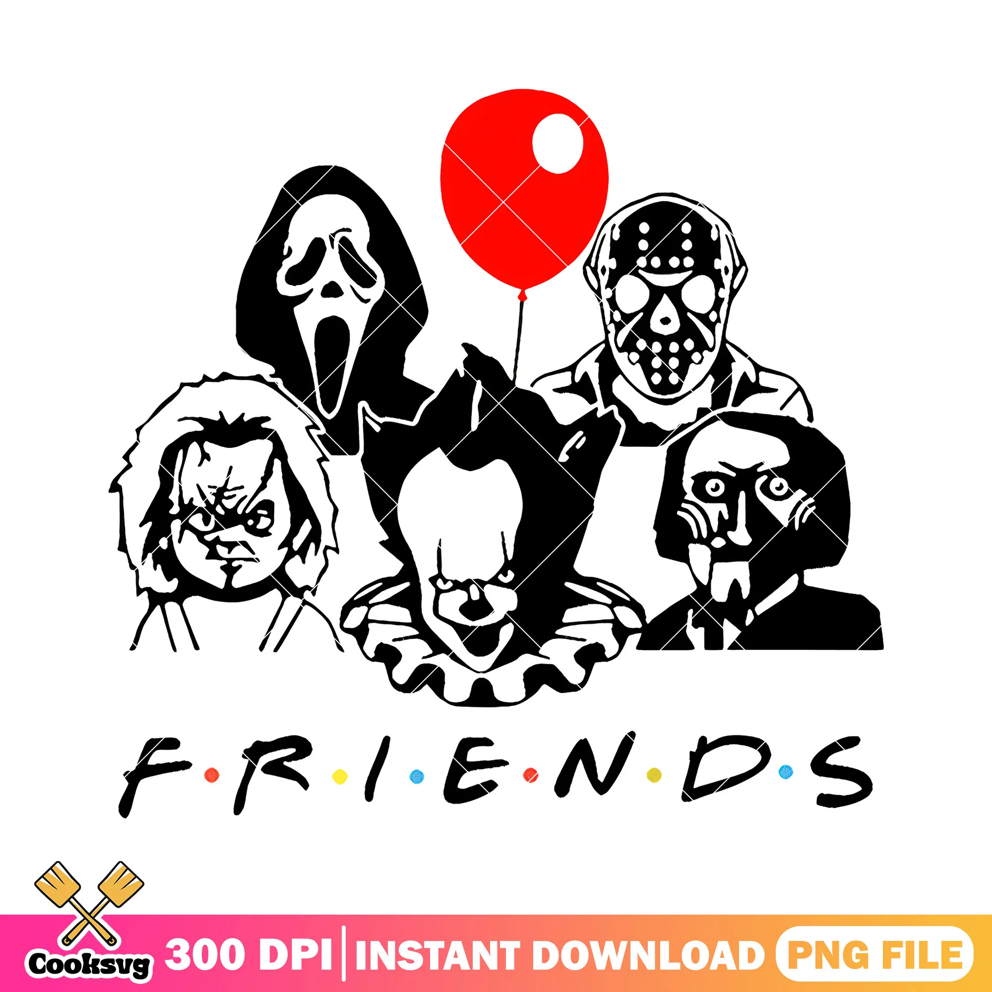 Friends horror halloween design ppng, casts of halloween png