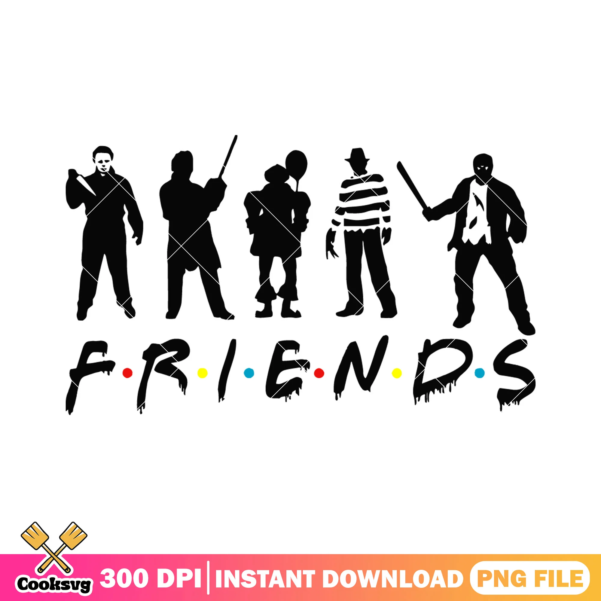 Friends of horror characters design png, best horror movies streaming png