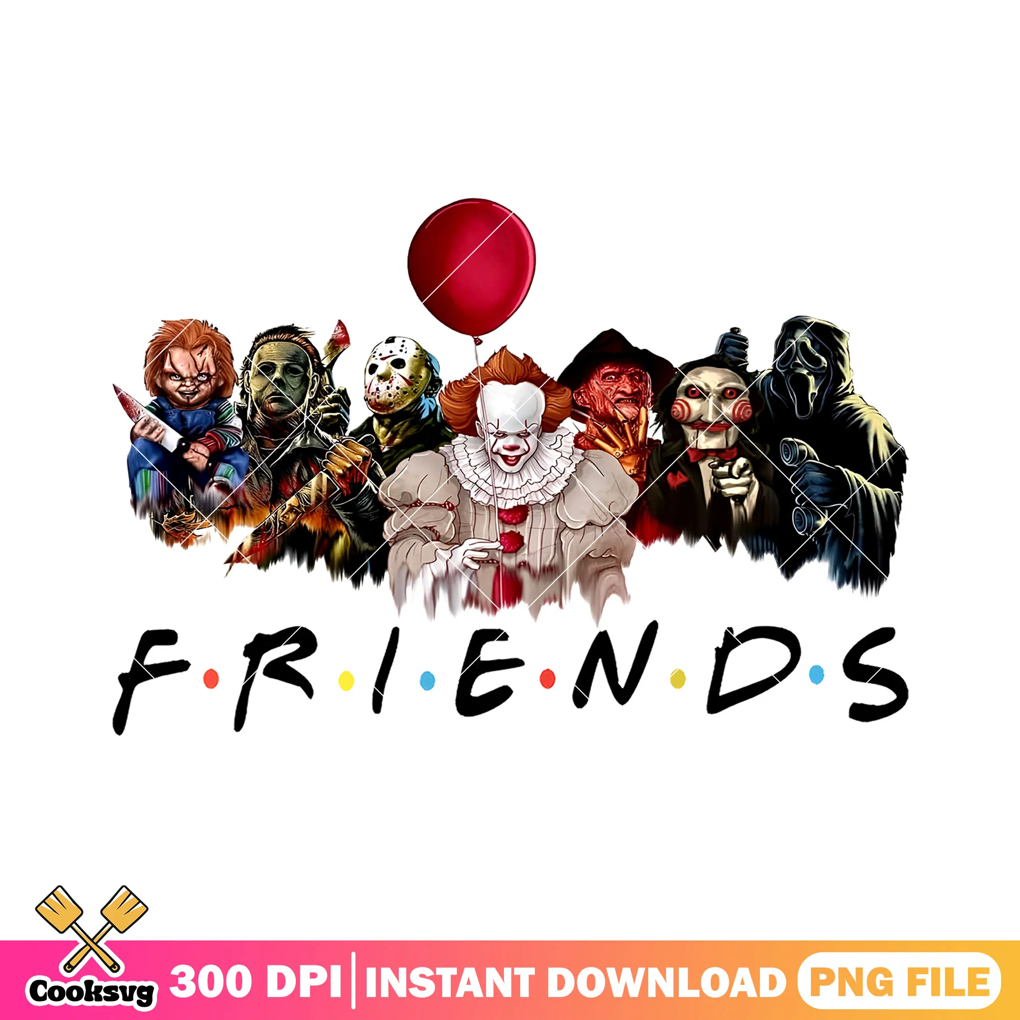 Friends of horror movie design png, pennywise png, horror movie png